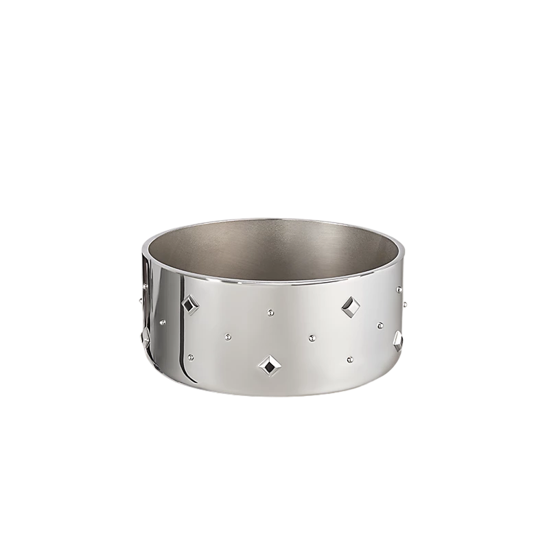 H008693E00 Hermes Small Punch Dog Bowl Stainless Steel