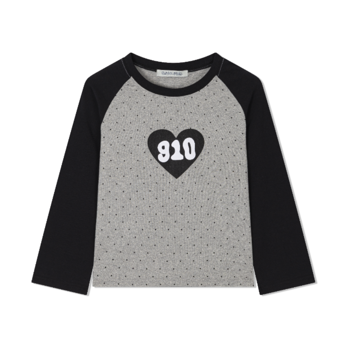 26012603000201 Guwolsibil Dot Raglan Heart Top Black Grey