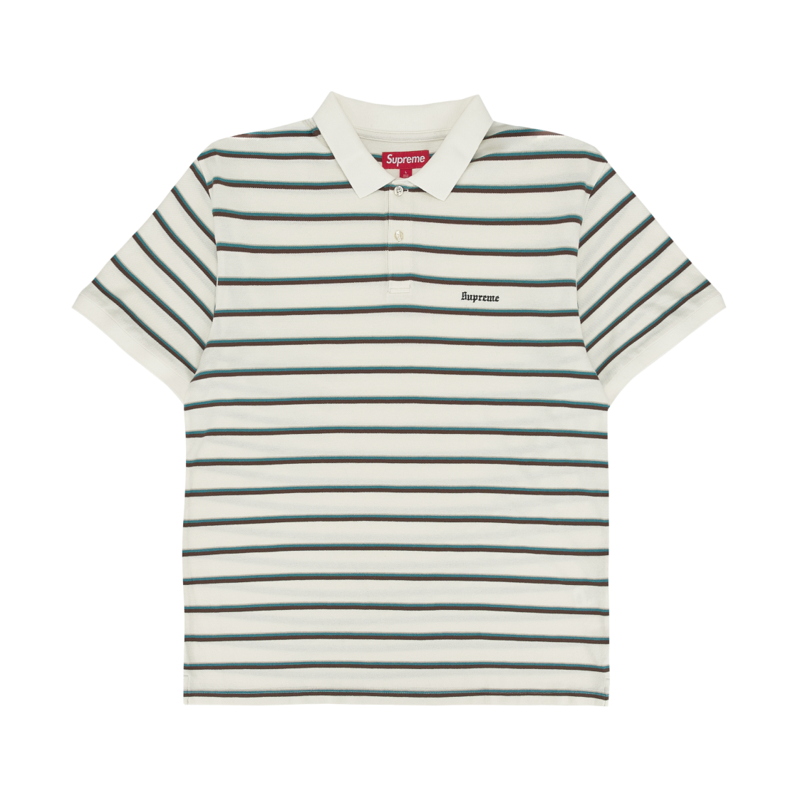 슈프림 워시드 스트라이프 폴로 화이트 - 26SS