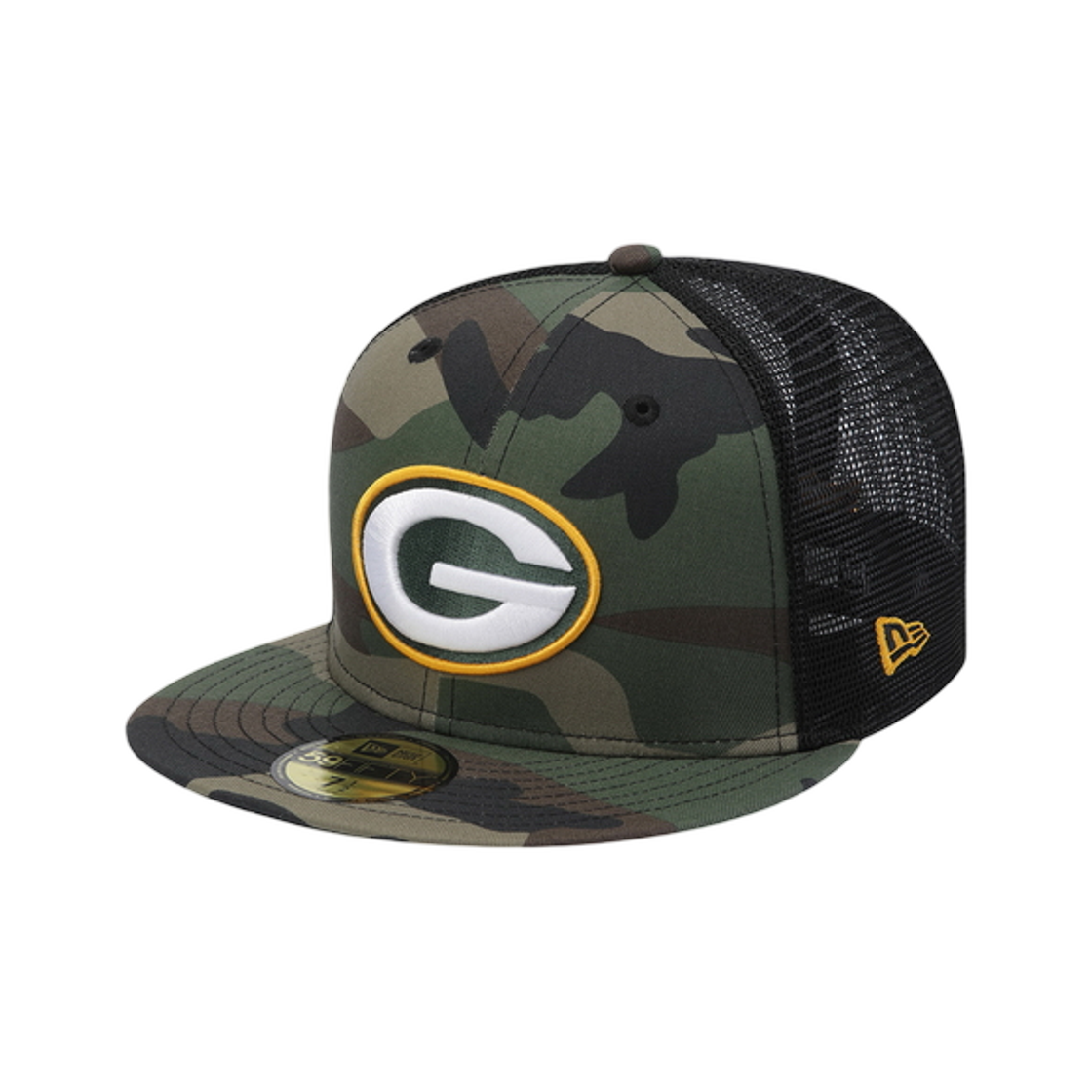 15131685 New Era NFL Green Bay Packers Basic Mesh Fitted Cap Woodland Camo Black