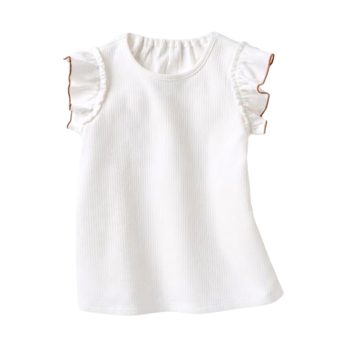 481794-00 (Kids) Uniqlo Airism Frill Cotton Crew Neck T-Shirt White - JP