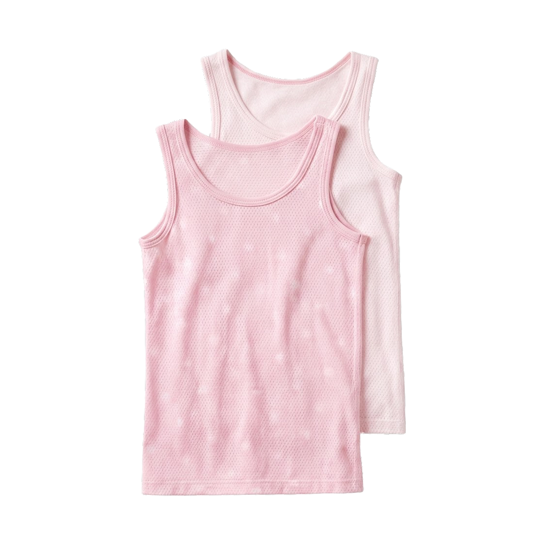 (키즈) 유니클로 프린티드 코튼 메쉬 베스트 탑 핑크 (2 개입) - JP((Kids) Uniqlo Printed Cotton Mesh Vest Top Pink (2 Pack) - JP) - 1