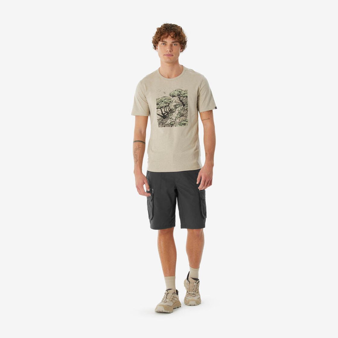 데카트론 남성 하이킹 카고 버뮤다 반바지 NH500 카본 그레이(DECATHLON Men's Hiking Cargo Bermuda Shorts NH500 Carbon Grey) - 2