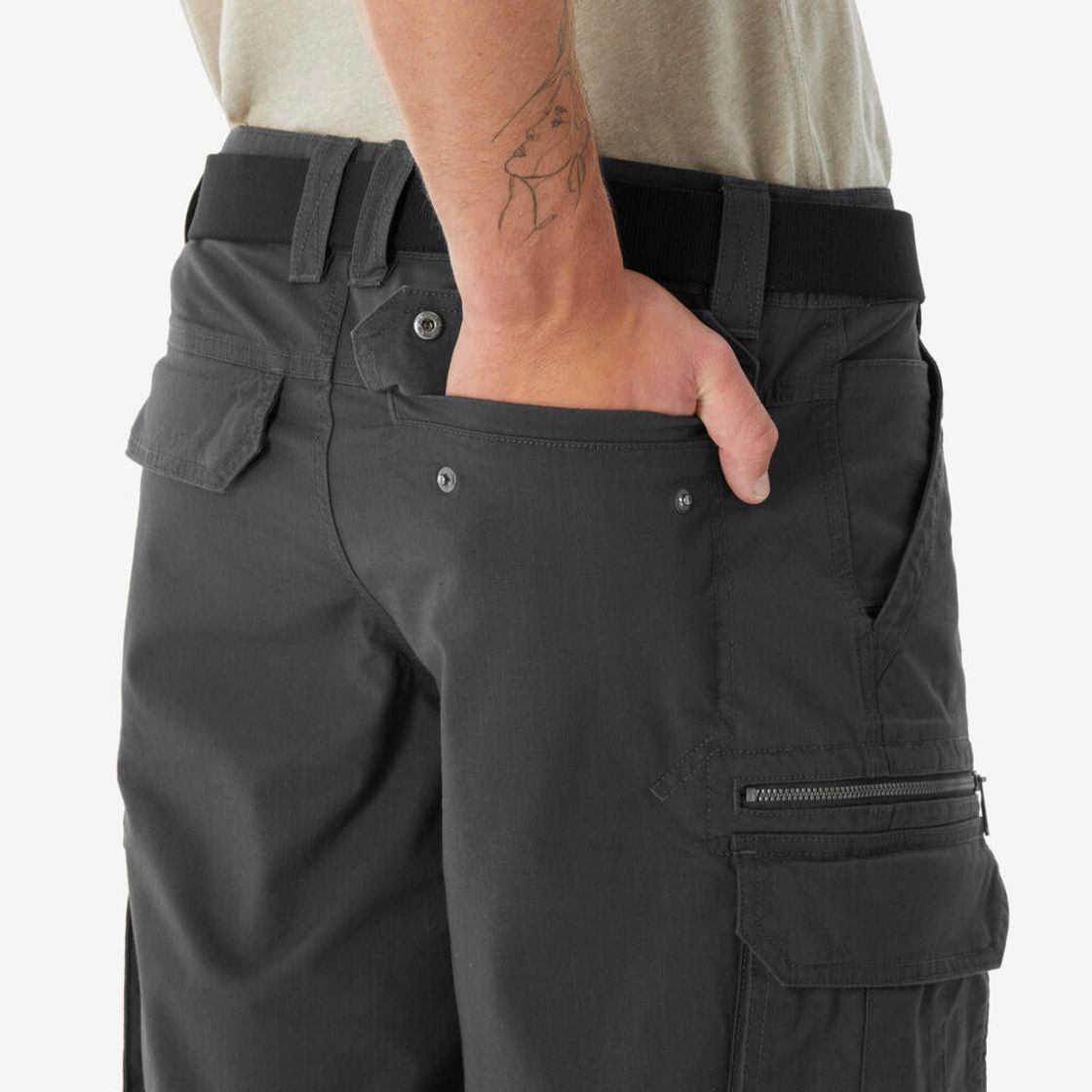 데카트론 남성 하이킹 카고 버뮤다 반바지 NH500 카본 그레이(DECATHLON Men's Hiking Cargo Bermuda Shorts NH500 Carbon Grey) - 5