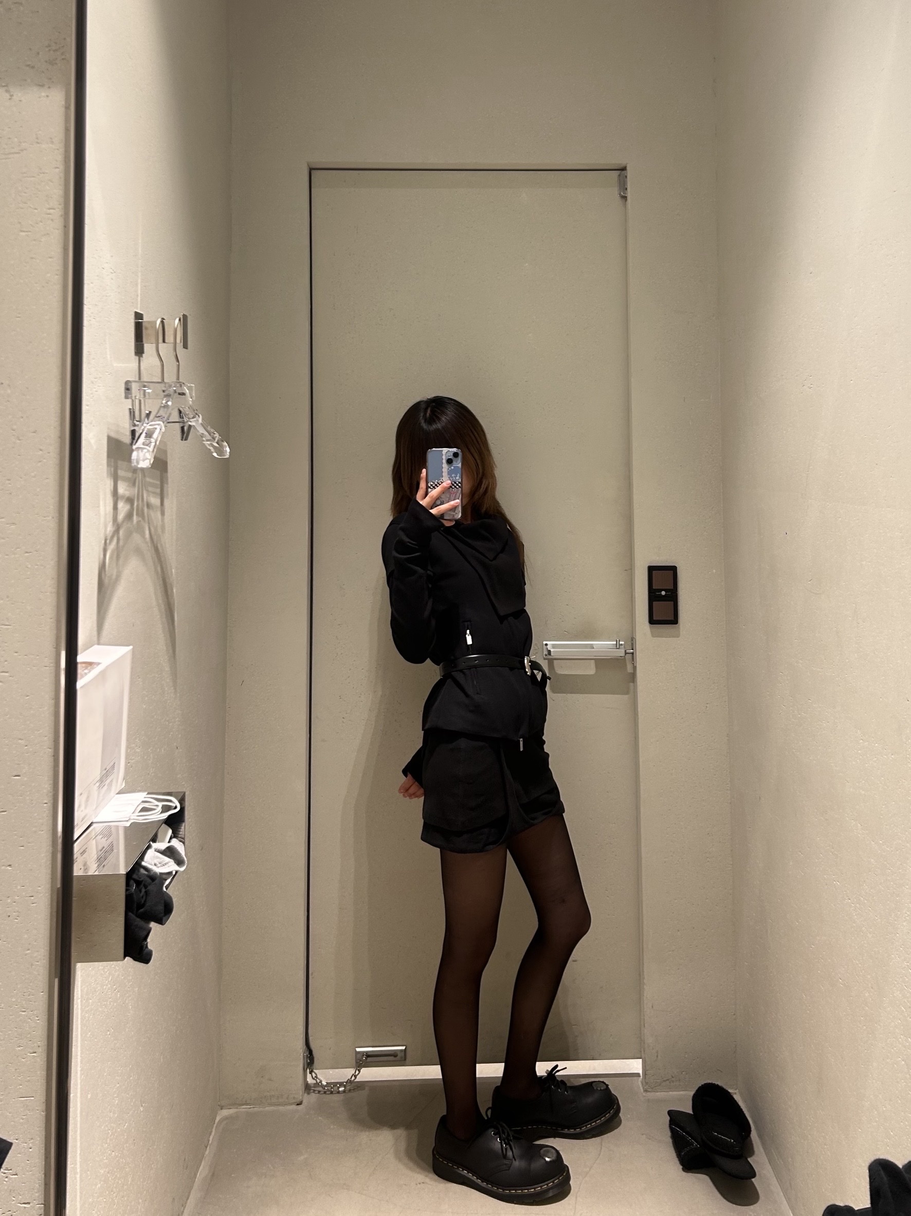 Nache Women Out In Mini Skort Black - 26SS, Nache Women 2-Way Slim Cotton Rider Jacket Black - 26SS 착용 스타일 - 3