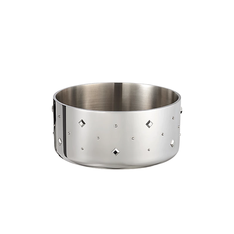 H008694E00 Hermes Large Punch Dog Bowl Stainless Steel