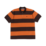BAPE Milo One Point Stripe Relaxed Fit Polo Brown