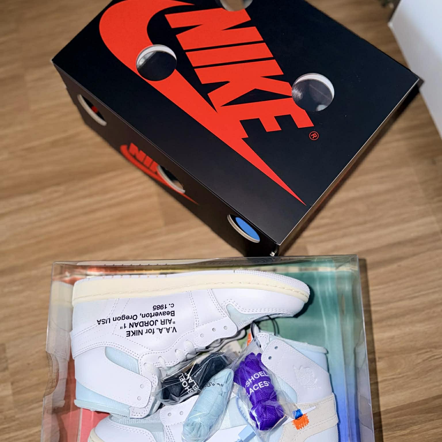 Jordan 1 x Virgil Abloh Archive Retro High Alaska White 착용 스타일