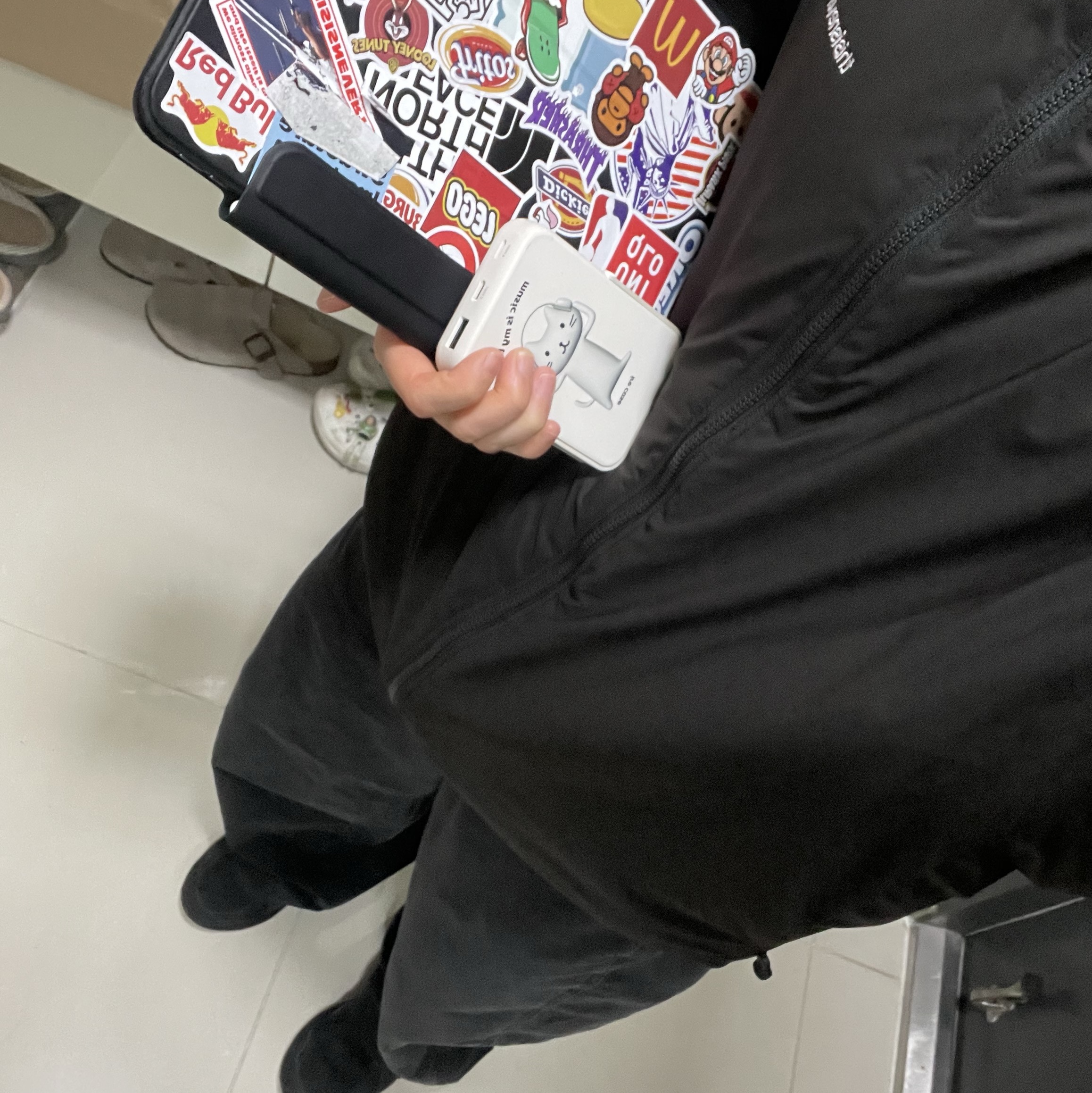 (W) Uniqlo Jersey Barrel Leg Pants Black - JP 착용 스타일