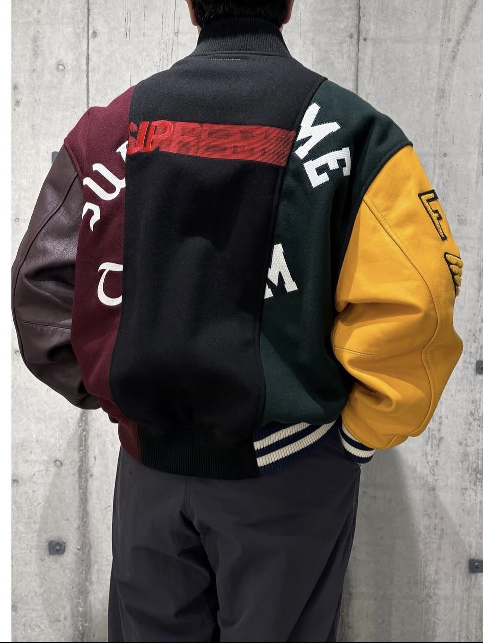 Supreme x MM6 Maison Margiela Split Varsity Jacket Multicolor - 24SS 착용 스타일 - 1