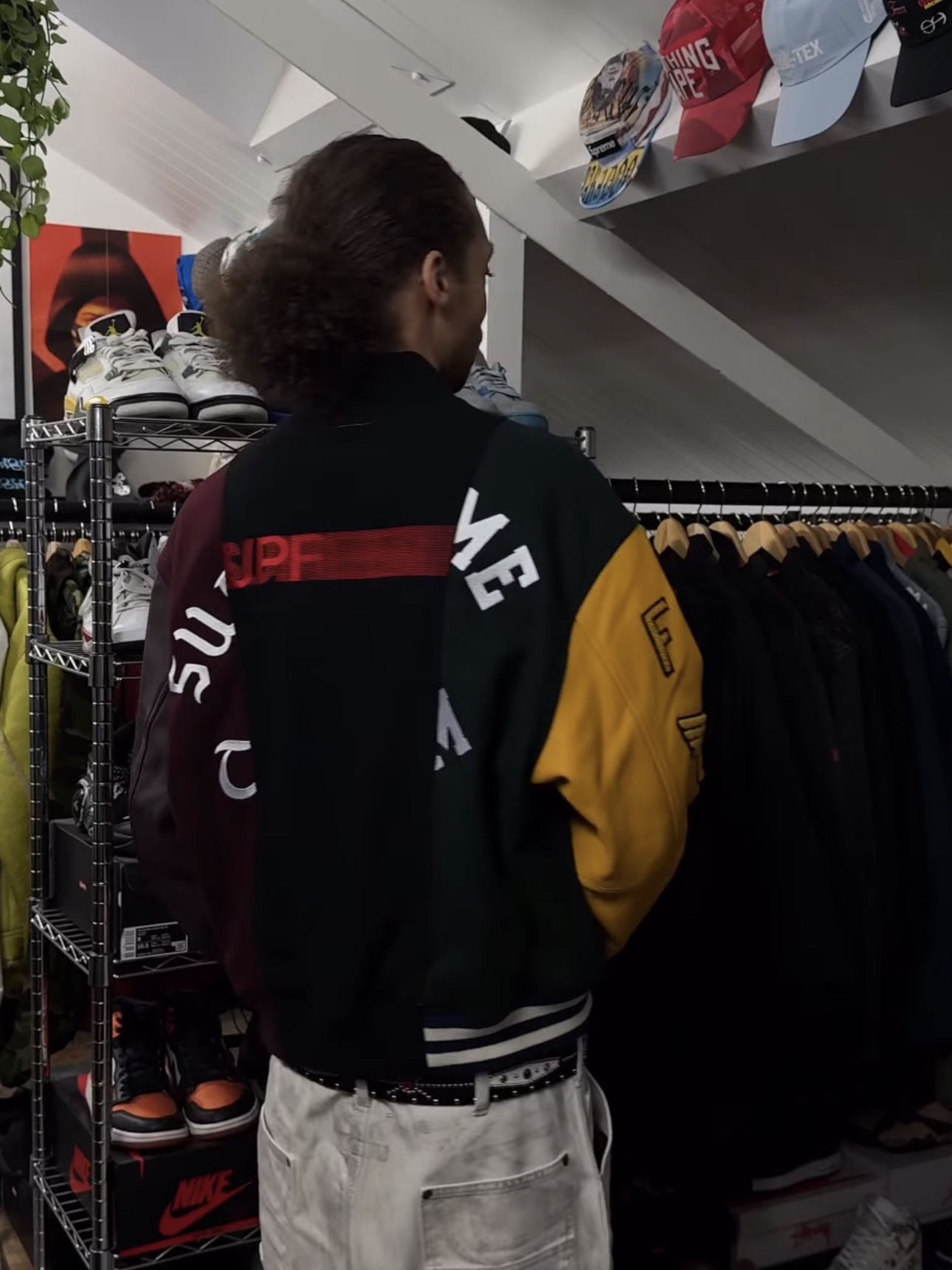 Supreme x MM6 Maison Margiela Split Varsity Jacket Multicolor - 24SS 착용 스타일 - 3