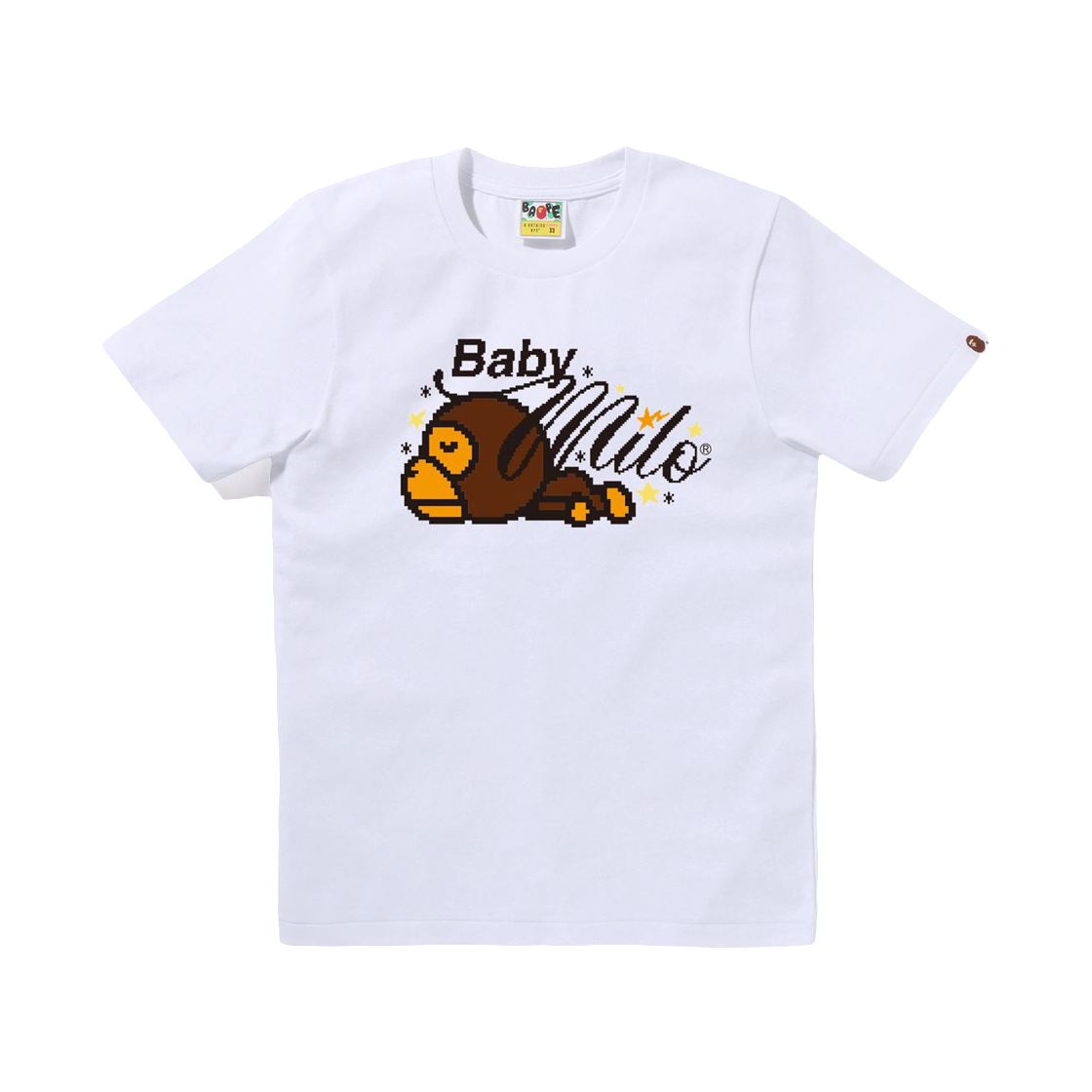 (W) 베이프 레트로 픽셀 베이비 마일로 티셔츠 화이트((W) BAPE Retro Pixel Baby Milo T-Shirt White)