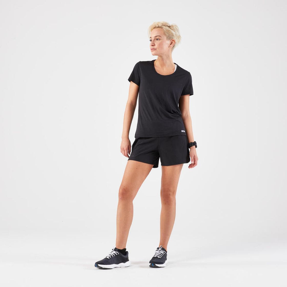 데카트론 여성 러닝 반팔 티 런 드라이 100 스모크 블랙(DECATHLON Women's Running Short-Sleeved T-Shirt Run Dry 100 Smoke Black) - 2