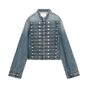 (W) Zara TRF Button Detail Denim Jacket Blue
