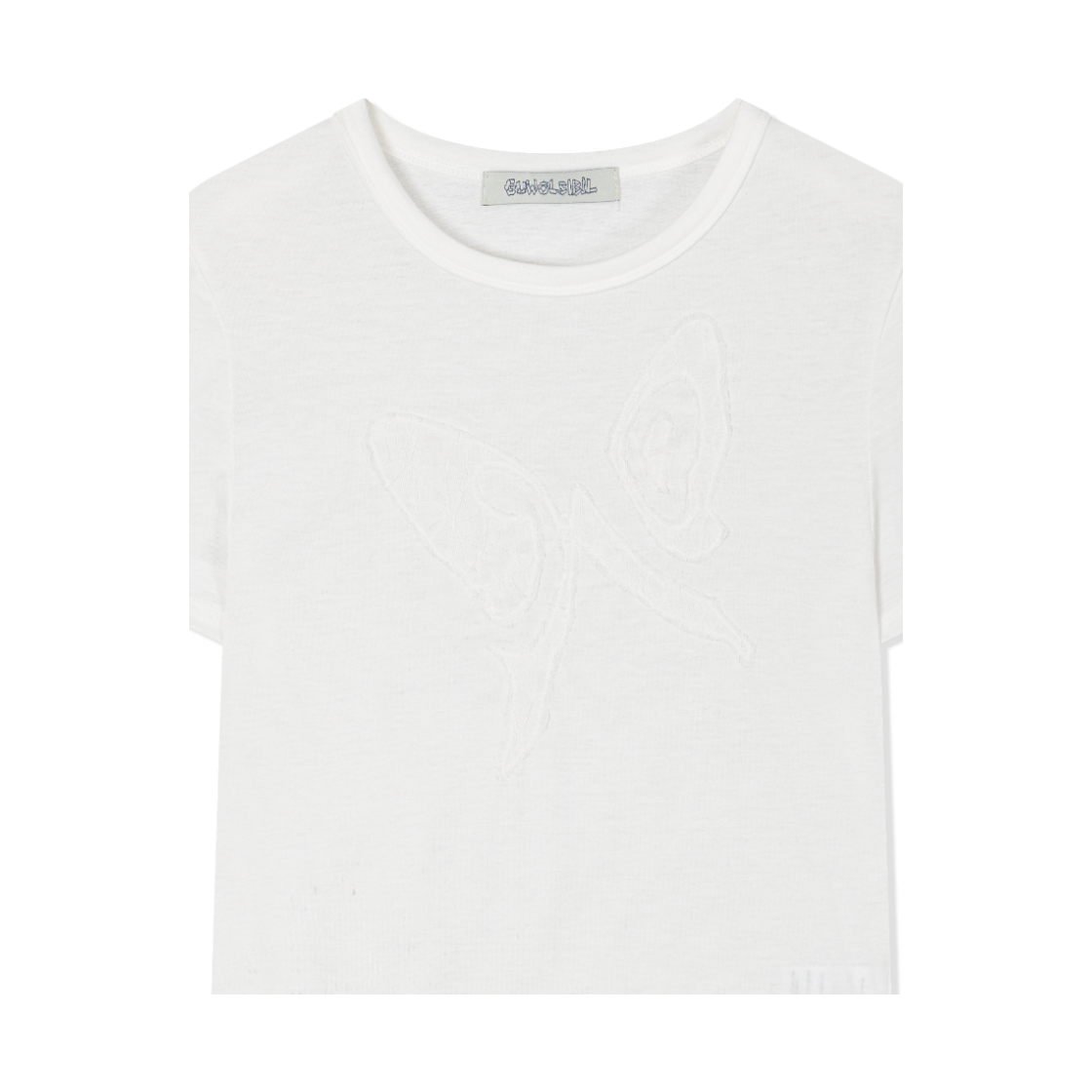 구월십일 레이스 컬러 티셔츠 화이트(Guwolsibil Lace Patch Short-Sleeved Top White) - 3