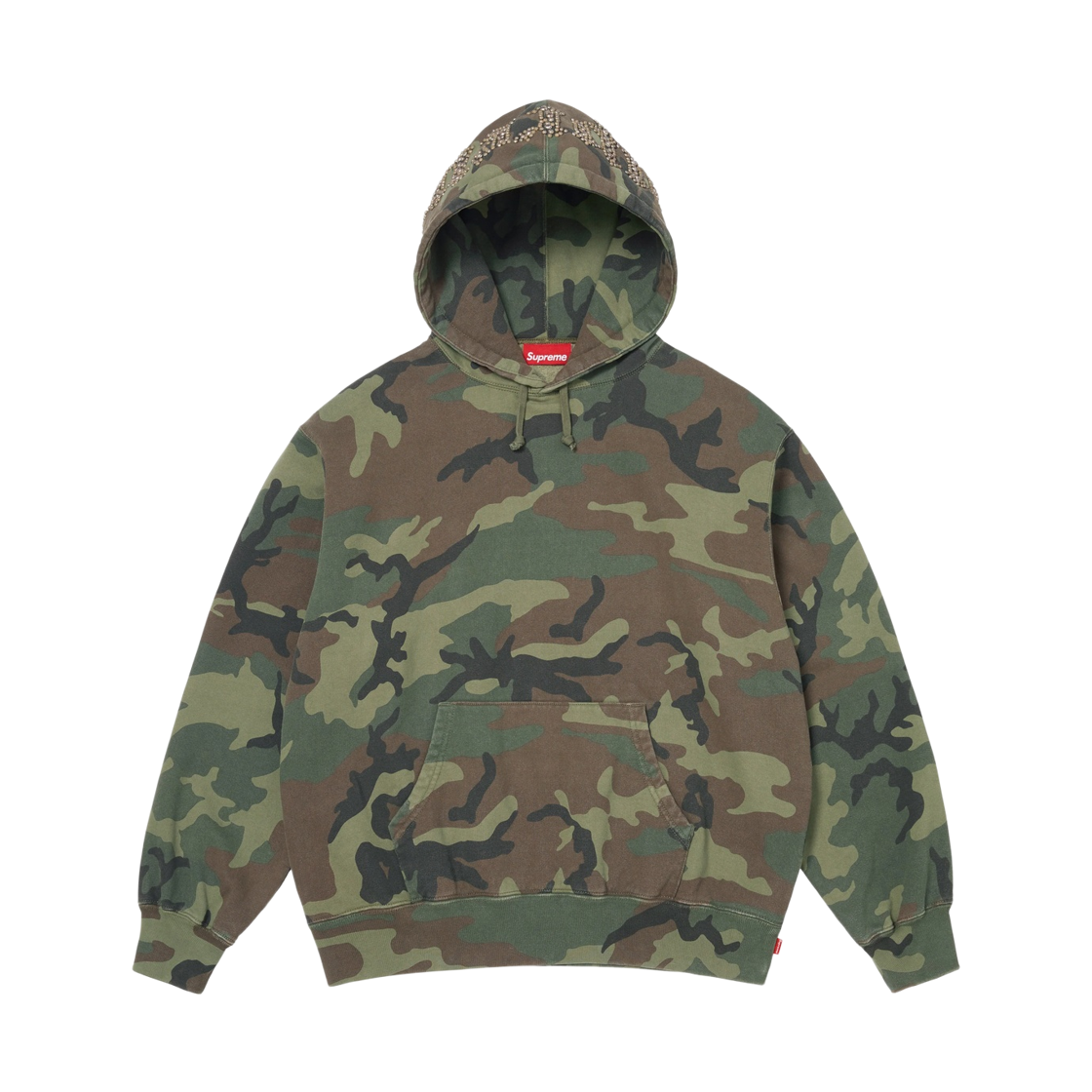 - Supreme Overdyed Studded Hooded Sweatshirt Woodland Camo - 26SS