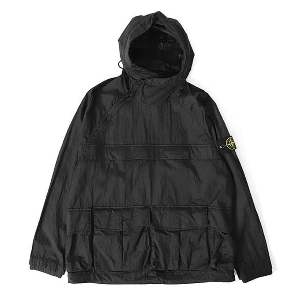 Stone Island 9100011 Nylon Metal in Econyl Baseball Cap with Drawcord Compass Embroidery Black 착용 스타일 - 5