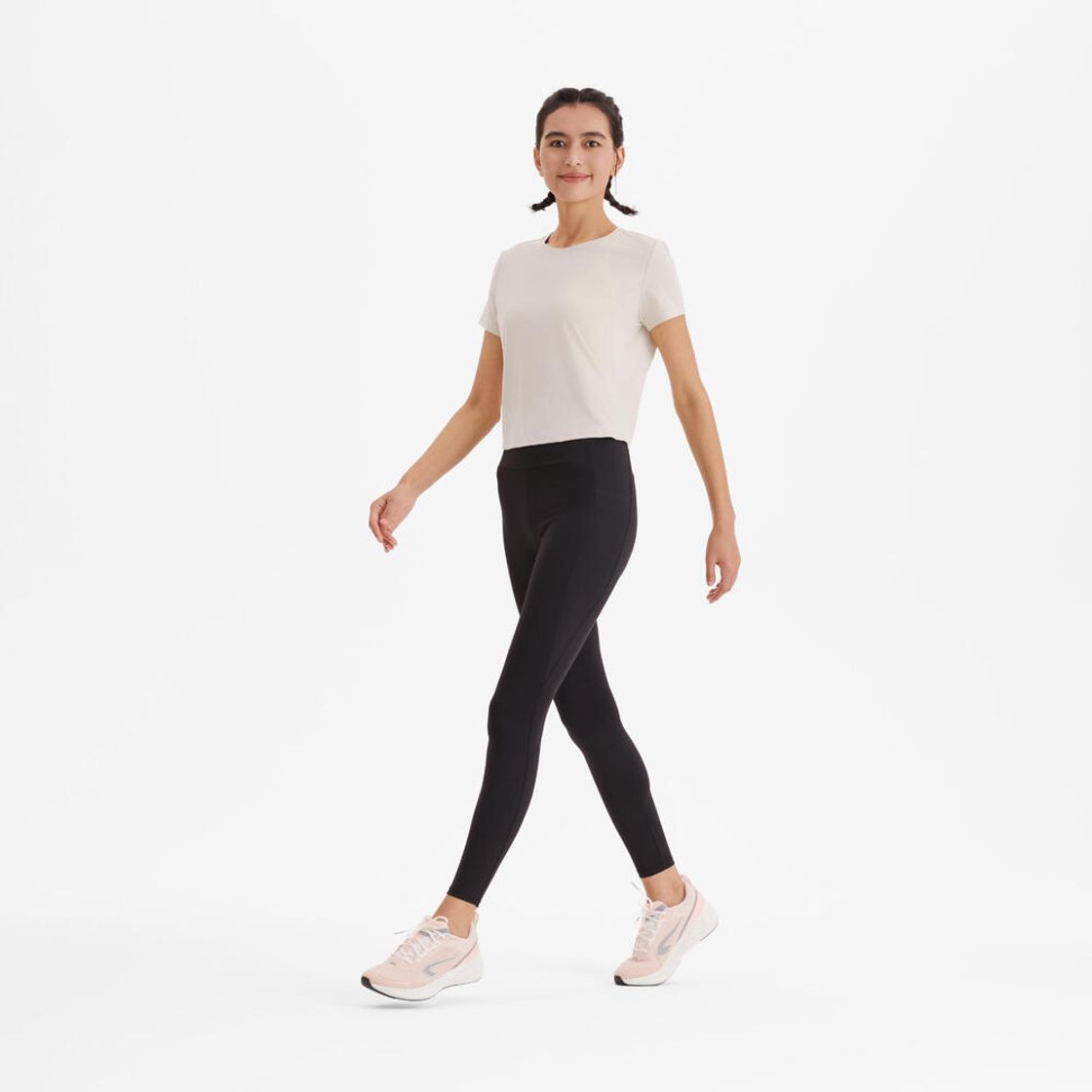 데카트론 여성 러닝 크롭 반팔 티 런 드라이 500 린넨 베이지(DECATHLON Women's Running Crop Short-Sleeved T-Shirt Run Dry 500 Linen Beige) - 5