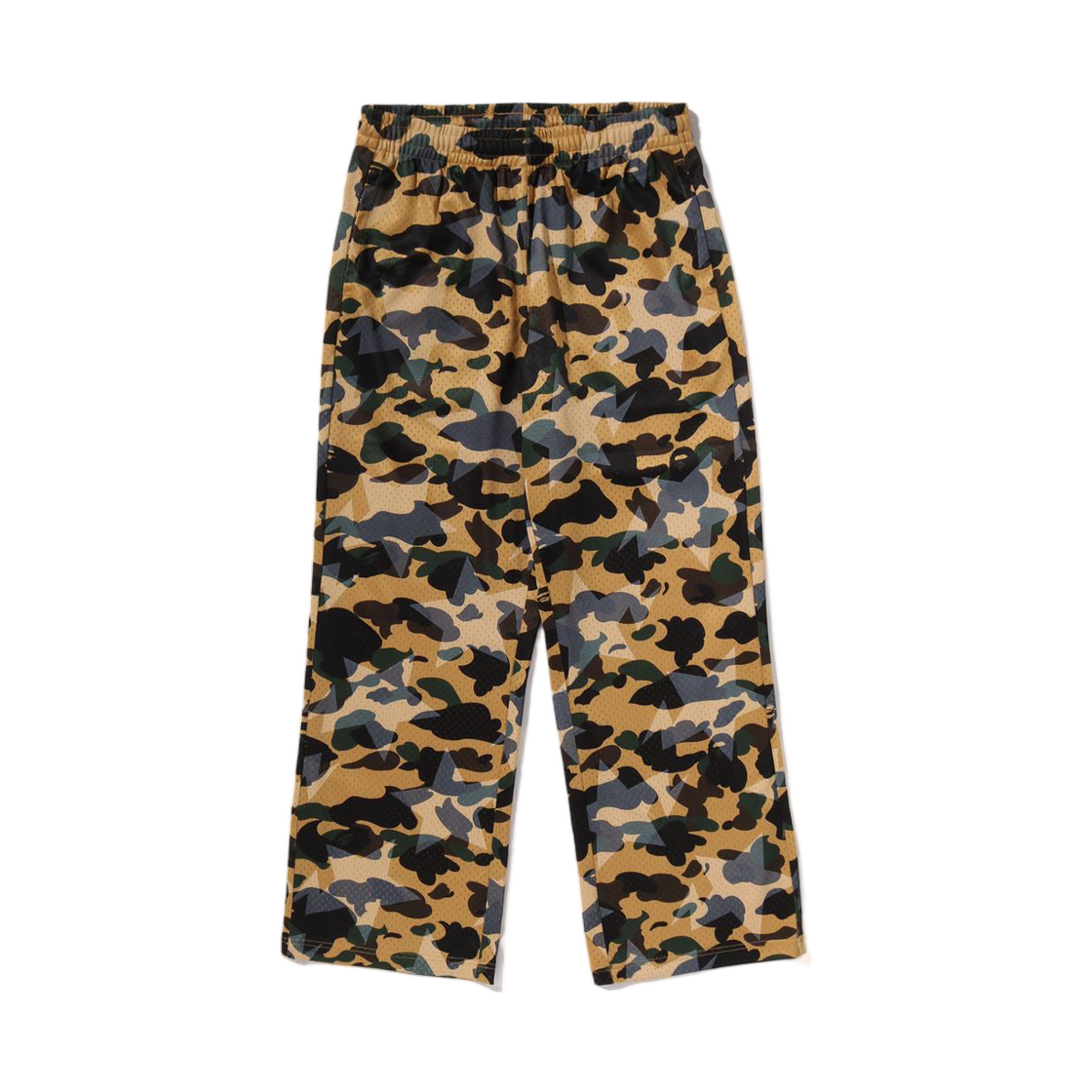 베이프 스타 오버 프린트 퍼스트 카모 스타 메쉬 스웨트팬츠 옐로우(BAPE Sta Over Print 1st Camo Sta Mesh Sweatpants Yellow)