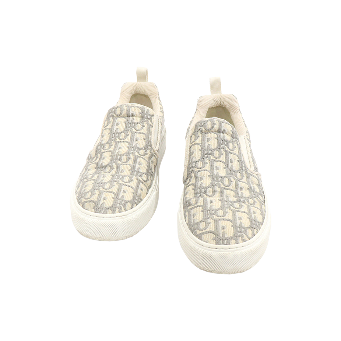 디올 KCK298OBE 스톤 그레이 오블리크 자가드 솔라 여성 슬립온 스니커즈 39(Dior KCK298OBE Stone Gray Oblique Jacquard Solar Slip-On Sneakers Size 39)