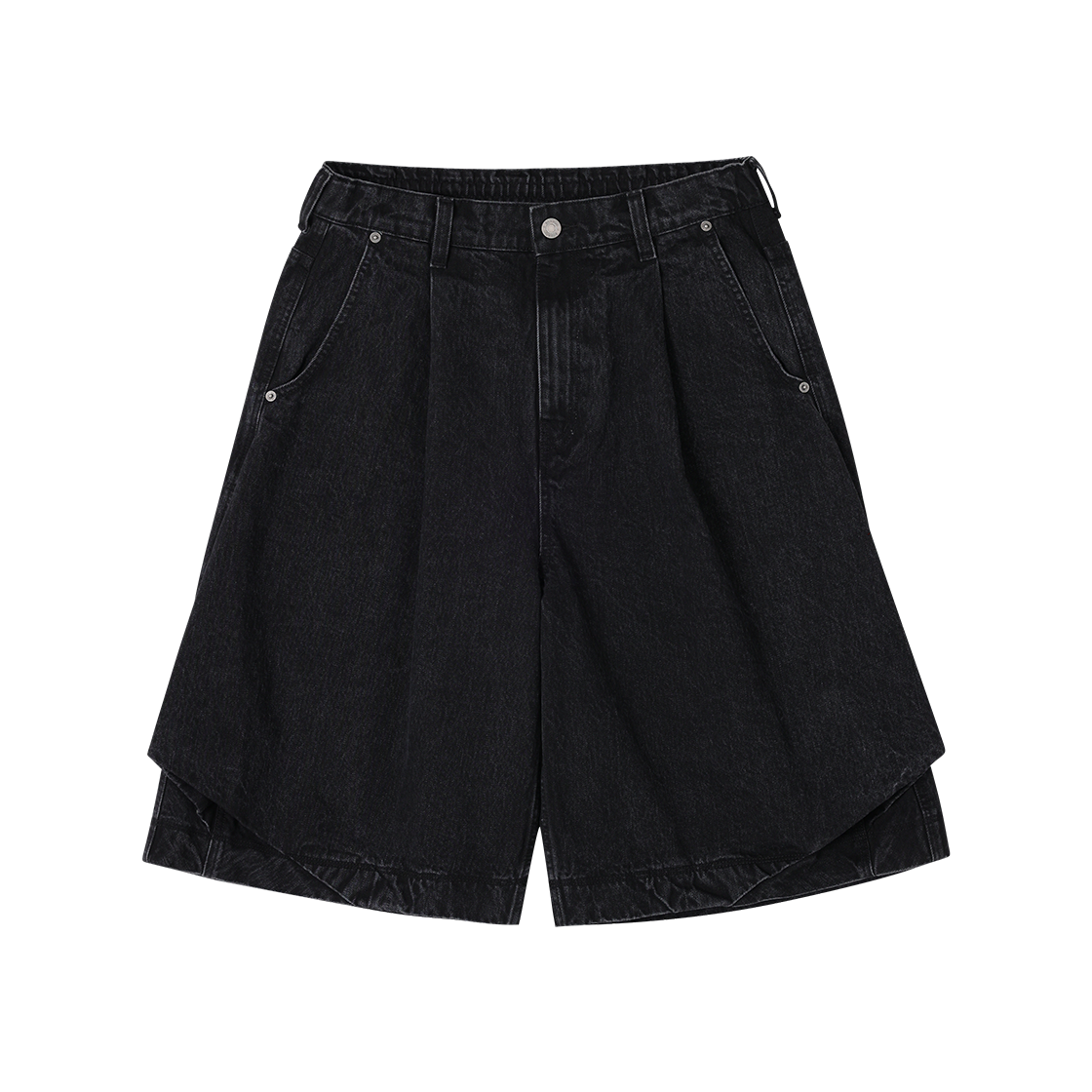 송지오 컬렉션 바이어스 드레이프 쇼츠 데님 블랙(SONGZIO COLLECTION Bias Drape Shorts Denim Black) - 1
