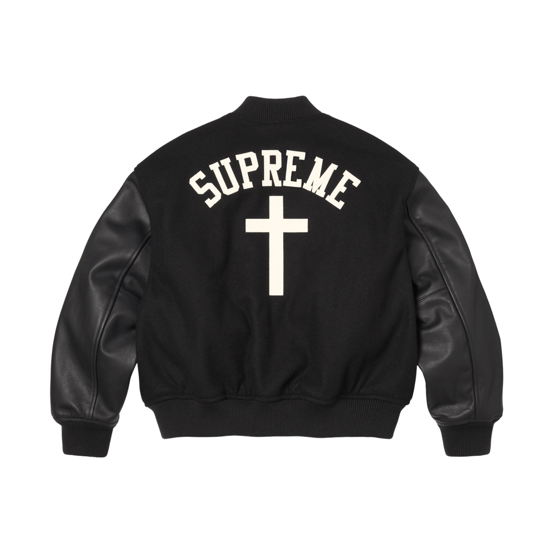 슈프림 크로스 바시티 자켓 블랙 - 26SS(Supreme Cross Varsity Jacket Black - 26SS)
