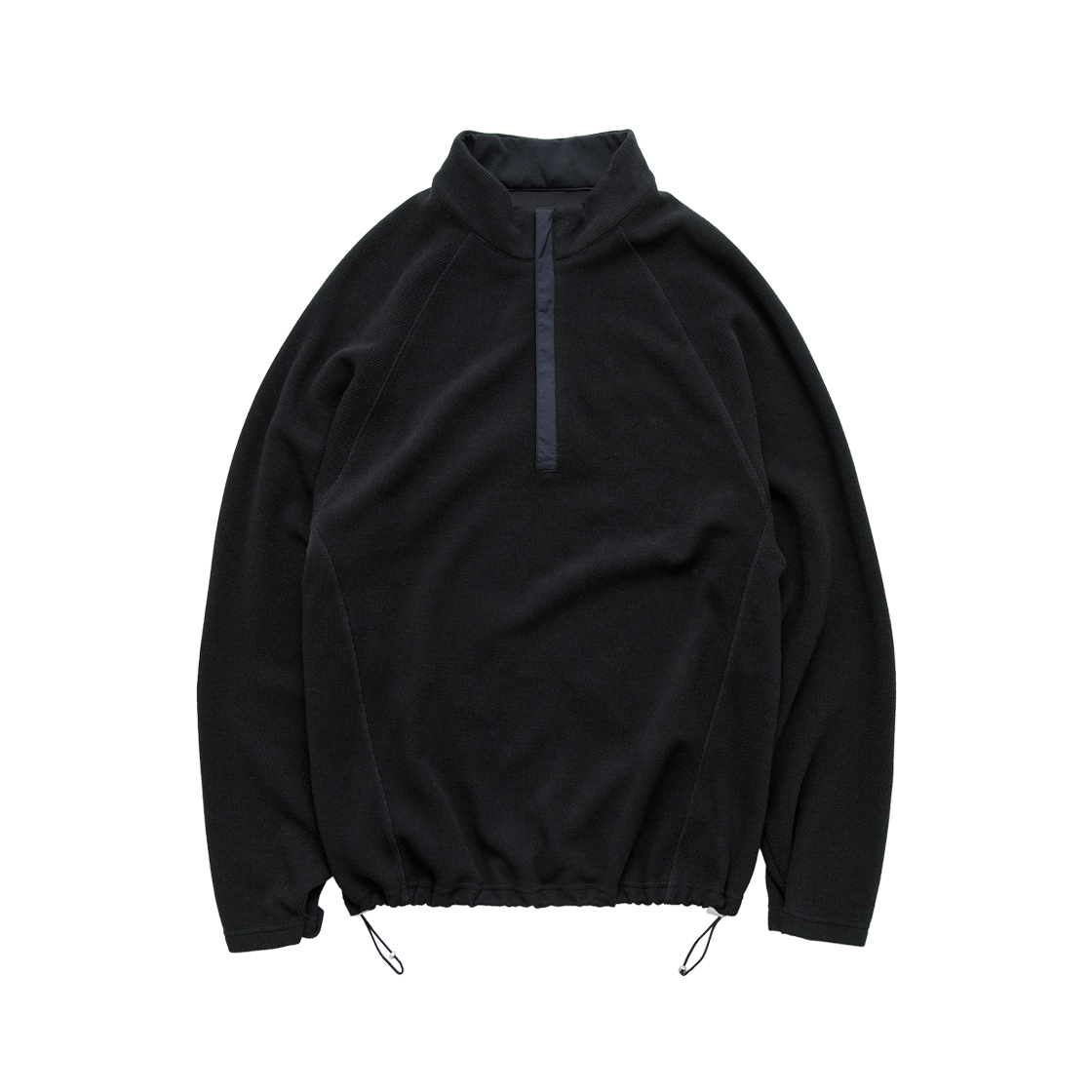 폴리테루 플라켓 하프 집 블랙(Polyteru Placket Half Zip Black)