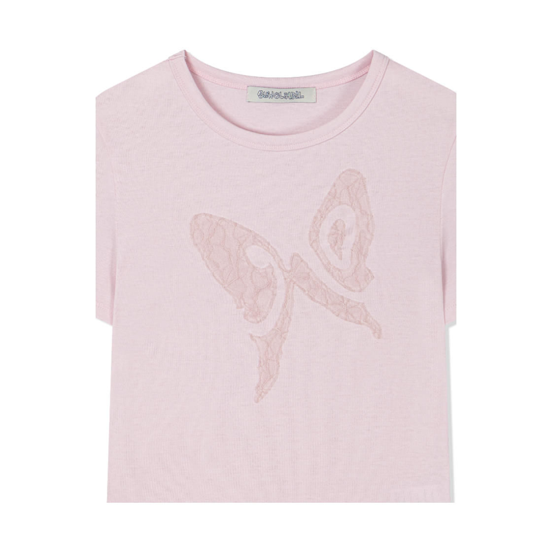 구월십일 레이스 컬러 티셔츠 핑크(Guwolsibil Lace Patch Short-Sleeved Top Pink) - 3