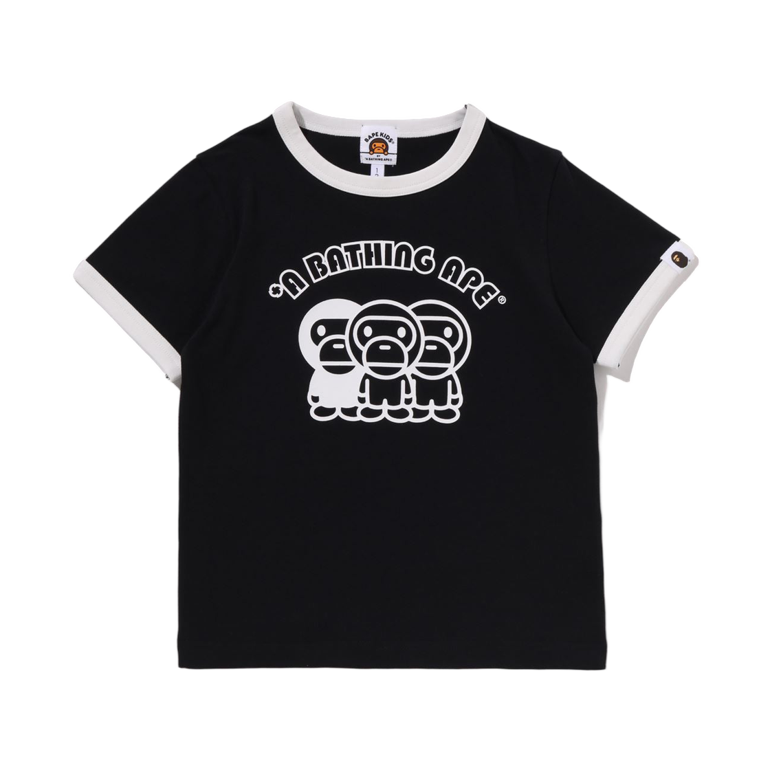 (키즈) 베이프 베이비 마일로 트림 티셔츠 블랙((Kids) BAPE Baby Milo Trim T-Shirt Black) - 1