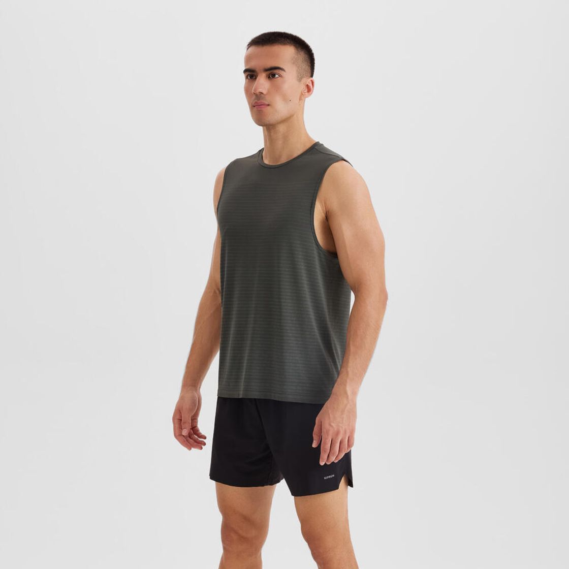 데카트론 남성 러닝 심리스 싱글렛 런 컴포트 500 스모크 그린(DECATHLON Men's Running Seamless Singlet Run Comfort 500 Smoke Green) - 2
