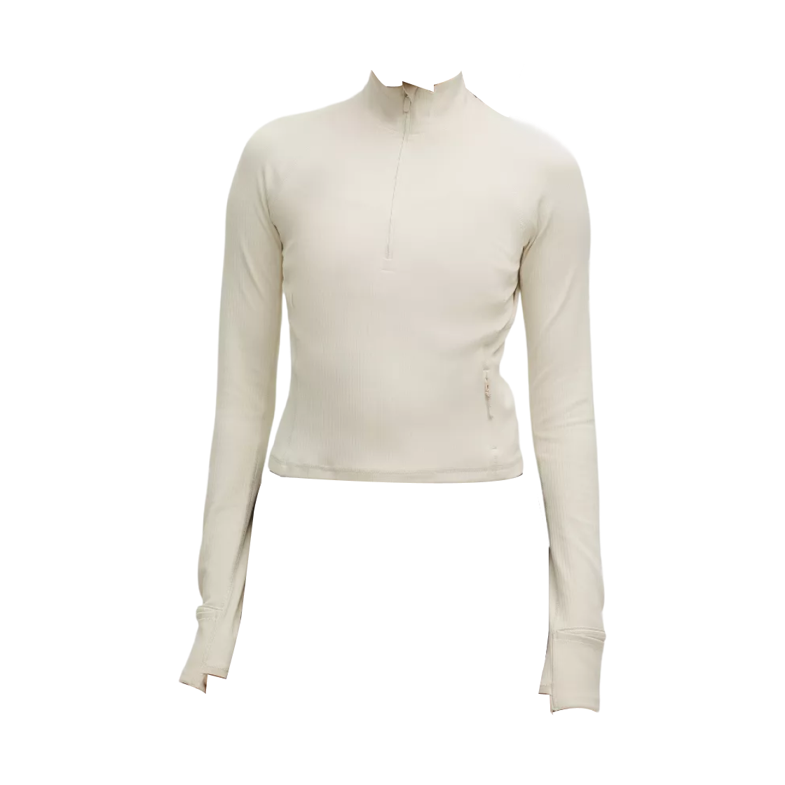 (W) 룰루레몬 잇츠 룰루 리브드 크롭 하프집 본((W) Lululemon It's Rulu Ribbed Cropped Half-Zip Bone) - 1