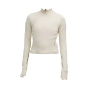 (W) Lululemon It's Rulu Ribbed Cropped Half-Zip Bone