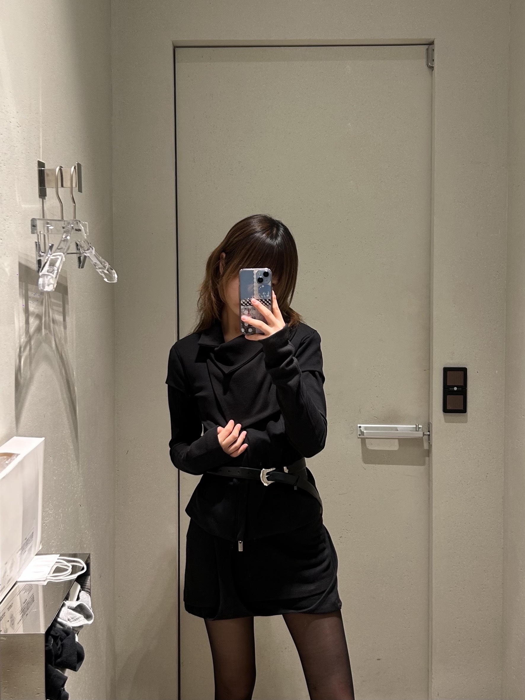 Nache Women Out In Mini Skort Black - 26SS, Nache Women 2-Way Slim Cotton Rider Jacket Black - 26SS 착용 스타일 - 4