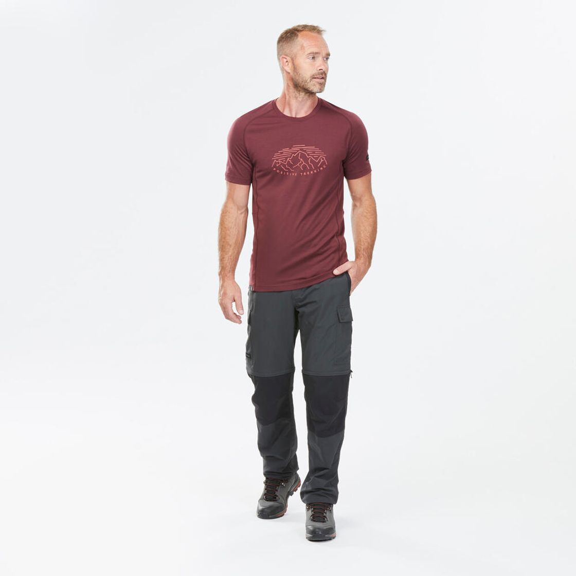 데카트론 남성 백패킹 투인원 집오프 바지 MT100 카본 그레이(DECATHLON Men's Backpacking 2-in-1 Zip-Off Trousers MT100 Carbon Grey) - 2