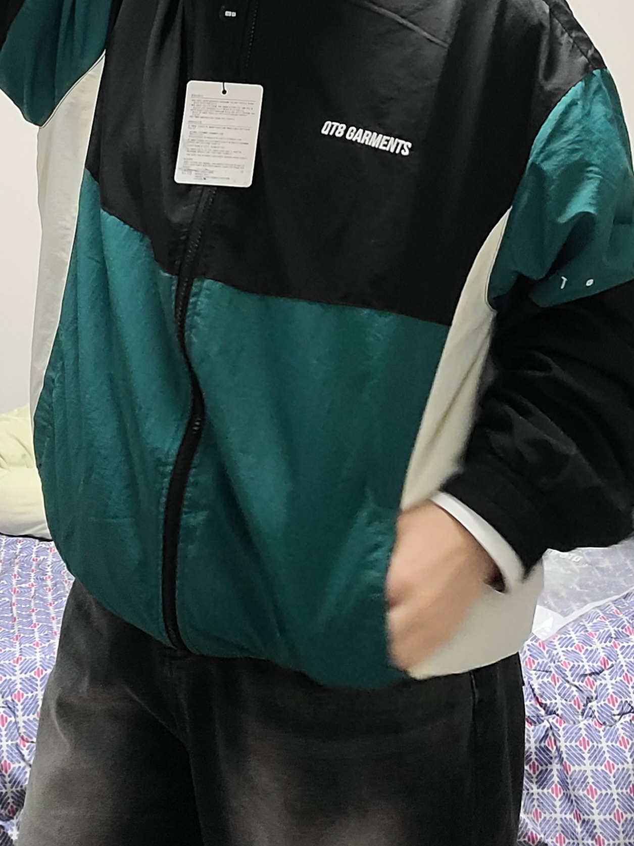 QT8 Garments TL Old Track Jacket Green 착용 스타일 - 2