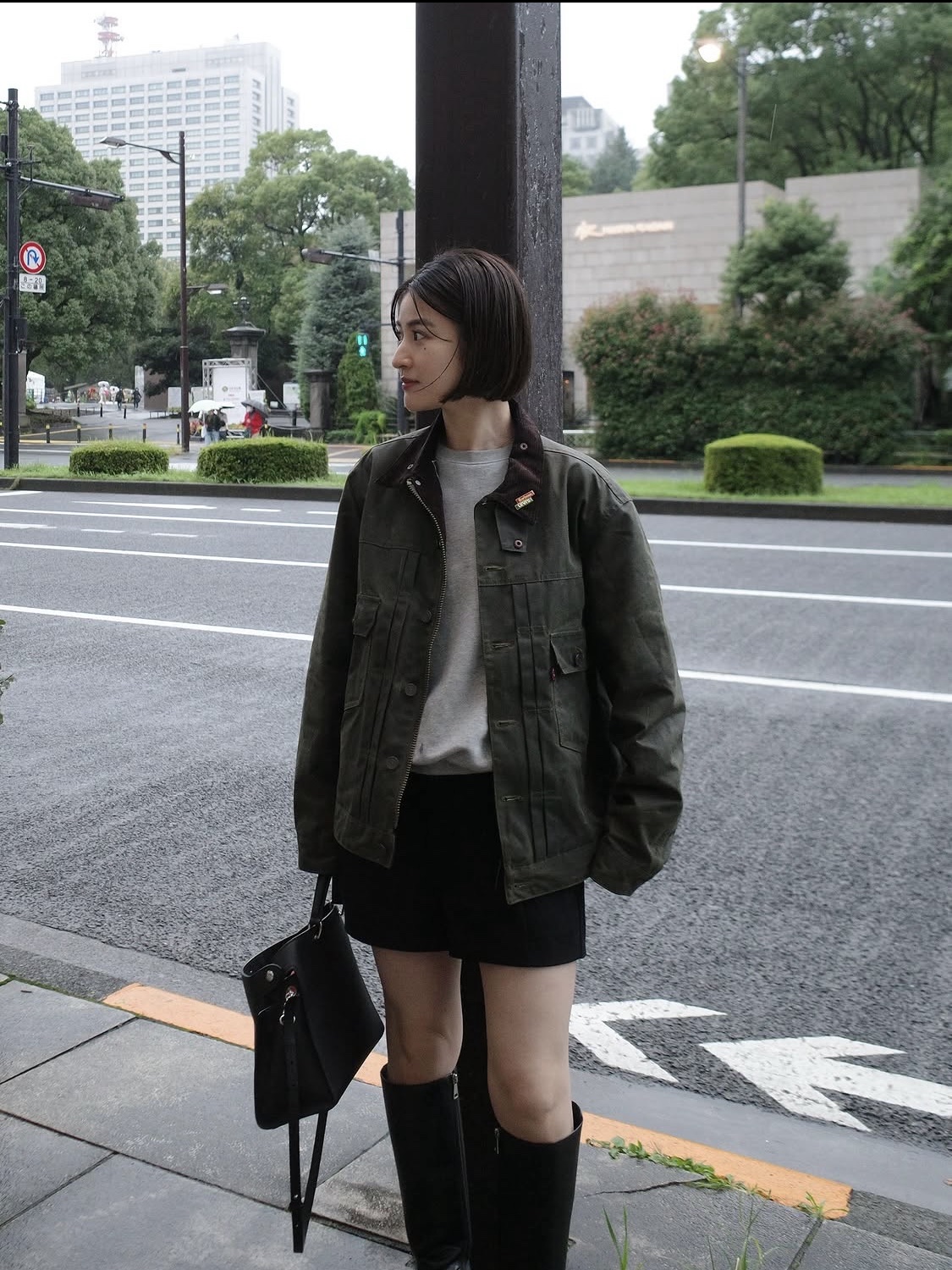 Levi's x Barbour Type II Waxed Jacket Olive Wax 착용 스타일 - 3