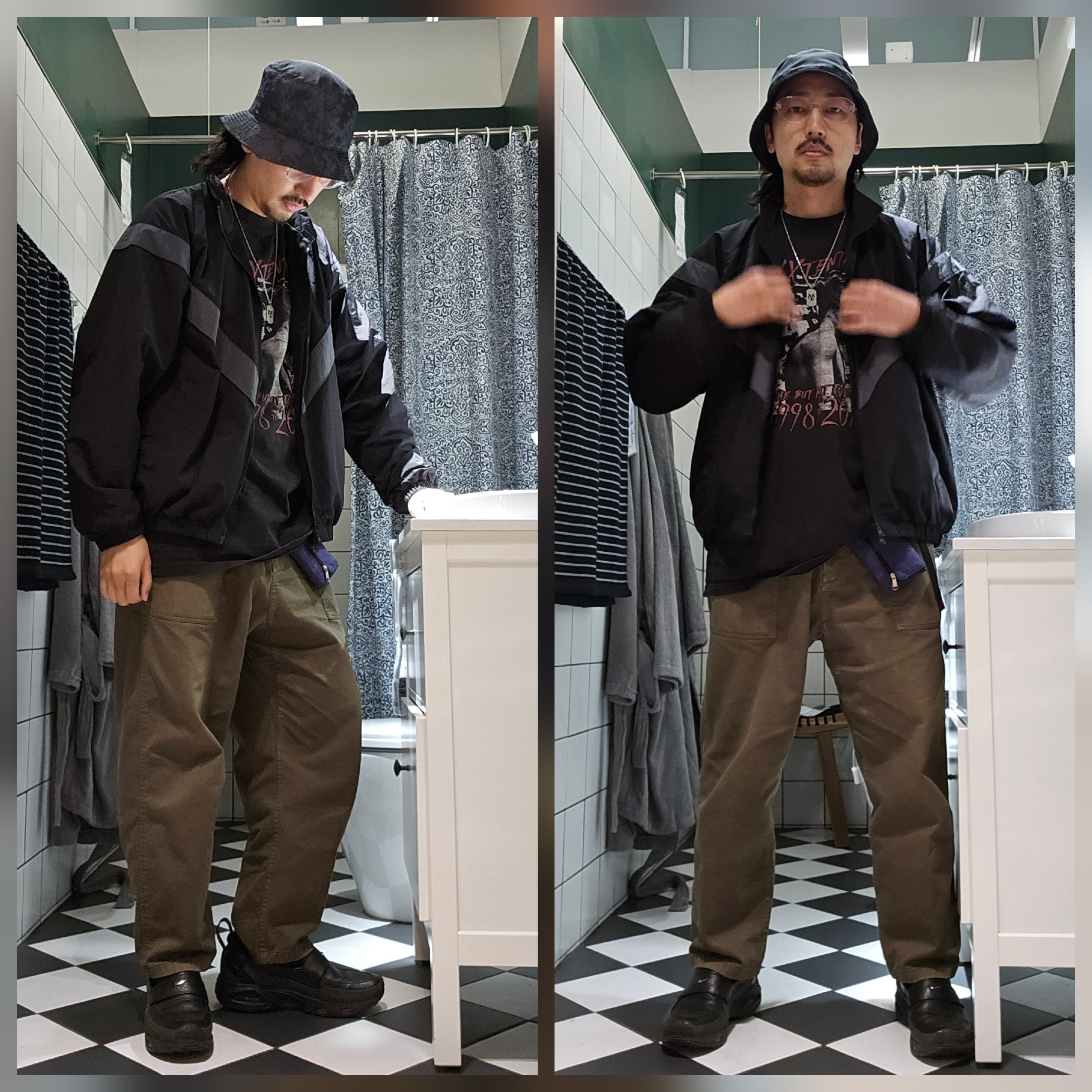 Nike NRG Bucket Hat Black, (W) Nike x SWDC Air Max Phenomena Black Metallic Silver 착용 스타일