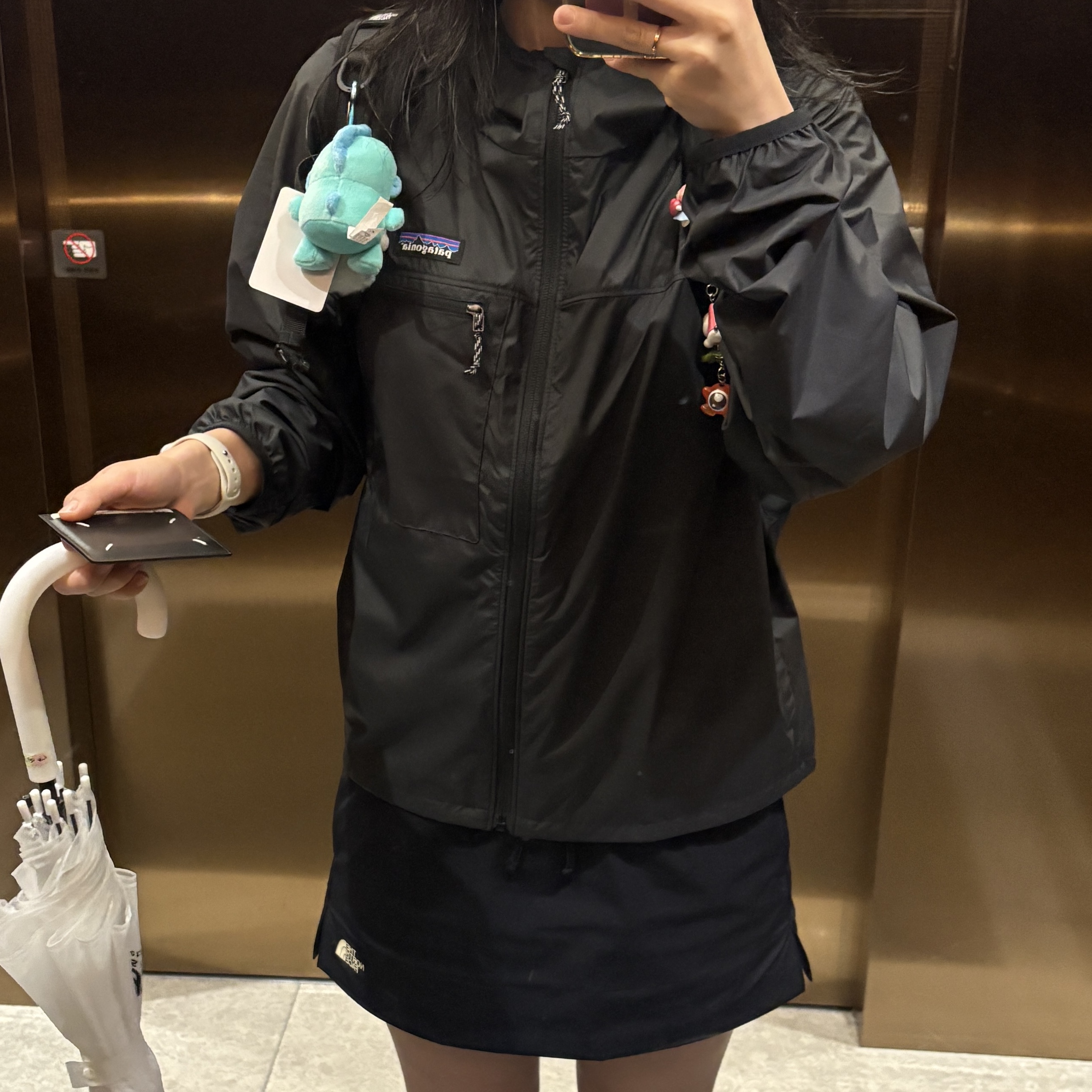 (W) Patagonia Light Variable Jacket Black, The North Face Mini Shot Black 착용 스타일