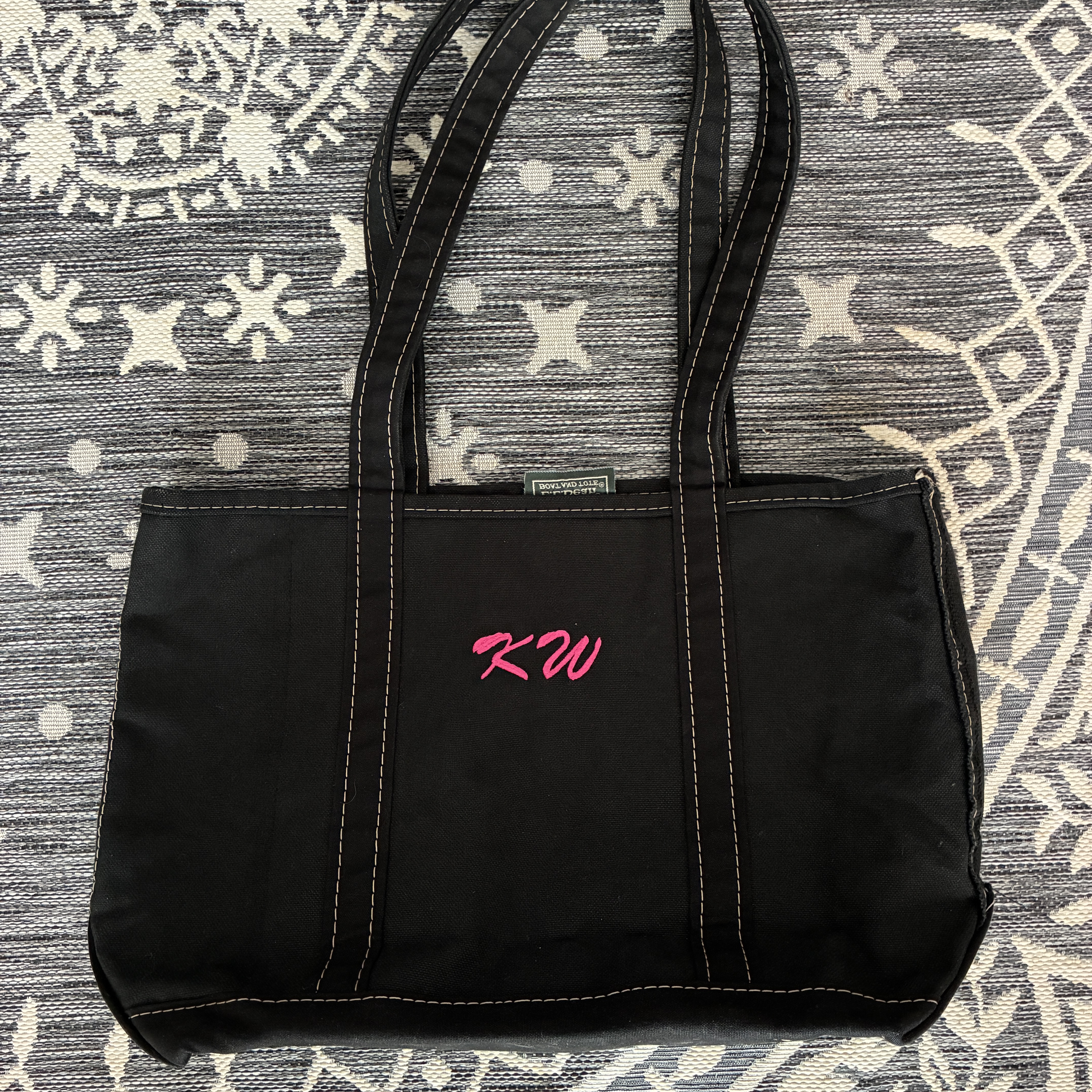 L.L.Bean Open Top Boat Tote Bag Meduim Blue, L.L.Bean Zip Top Boat Tote Bag Meduim Dark Green 착용 스타일 - 4