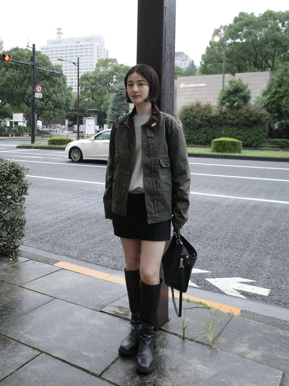 Levi's x Barbour Type II Waxed Jacket Olive Wax 착용 스타일 - 4