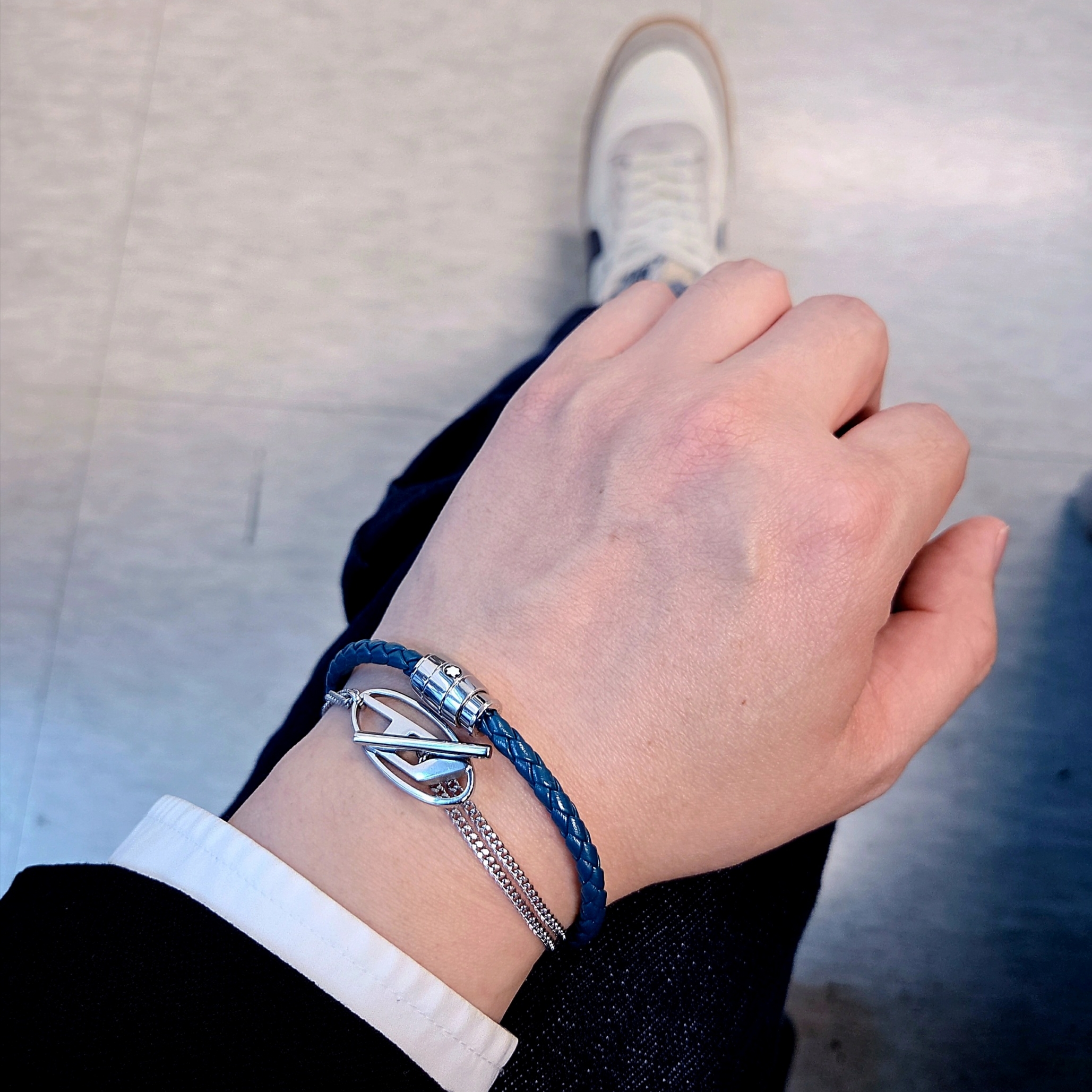Nike x J.Crew Killshot 2 Sail Midnight Navy, Diesel Dx1535 Stainless Steel Bracelet Silver 착용 스타일 - 4