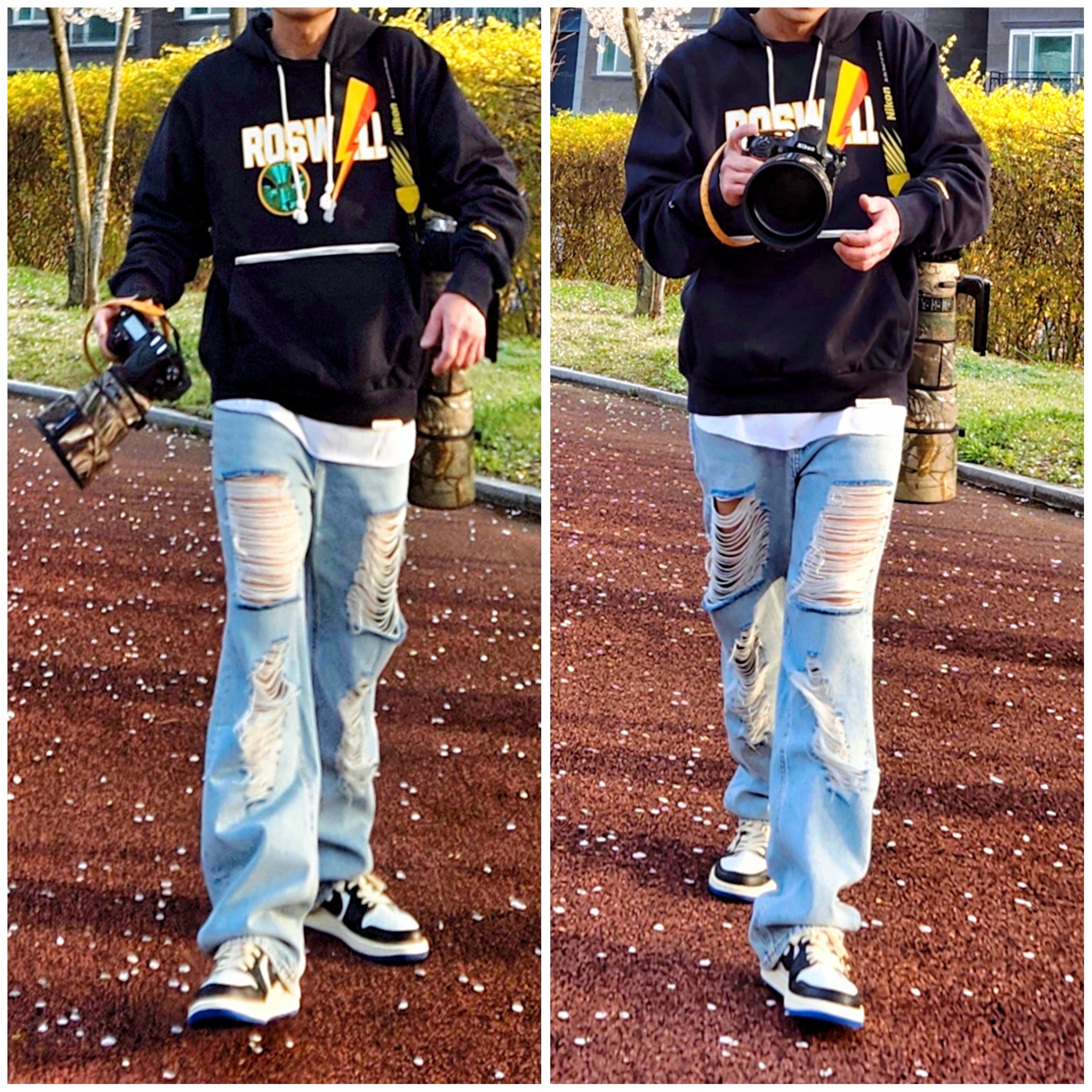 Jordan 1 x Travis Scott x Fragment Retro Low OG SP Military Blue, Nike Dri-Fit Rayguns Pullover Hoodie - Asia 착용 스타일 - 2