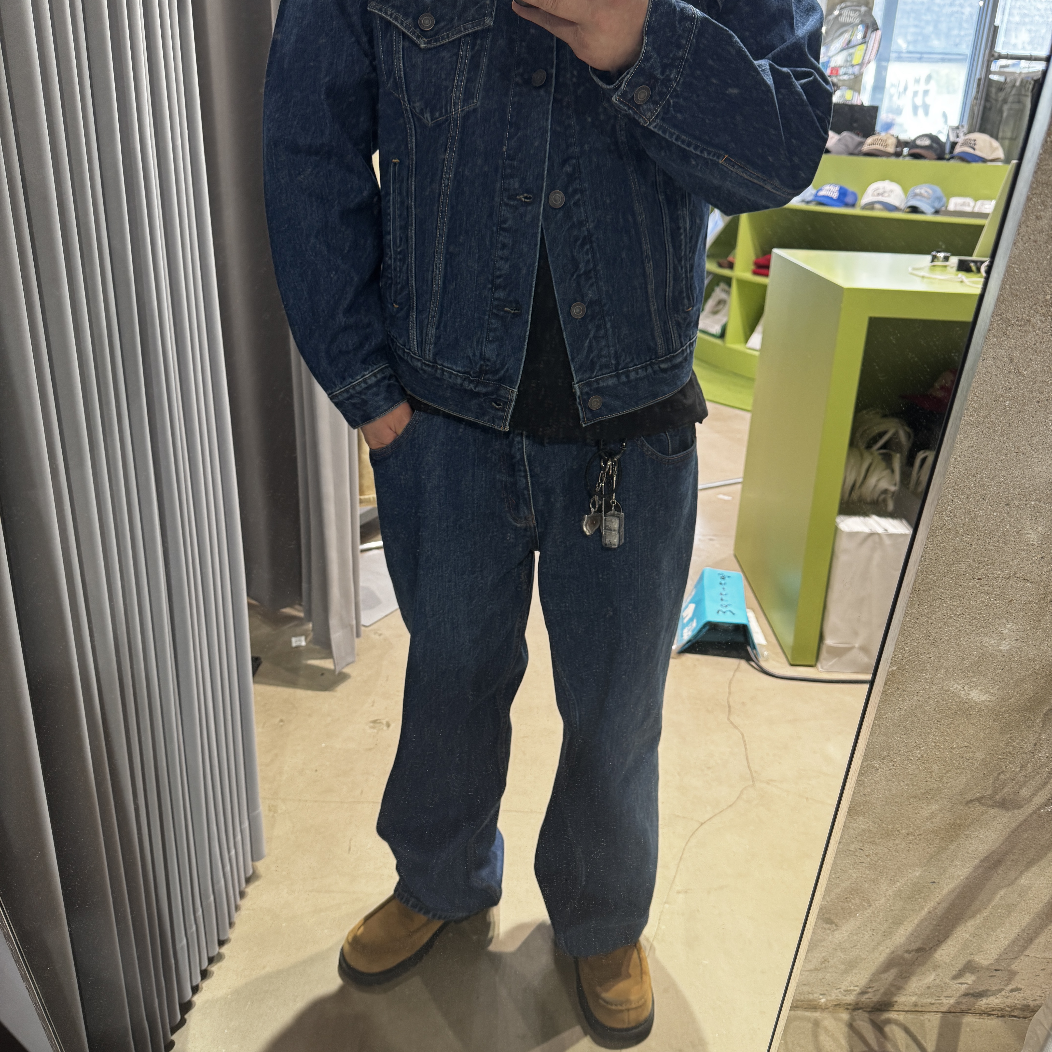 Ciota 4 Pockets Denim Jacket Dark Blue Damage - 25SS, Ciota Baggy 5 Pocket Pants Dark Blue Damage - 25SS 착용 스타일