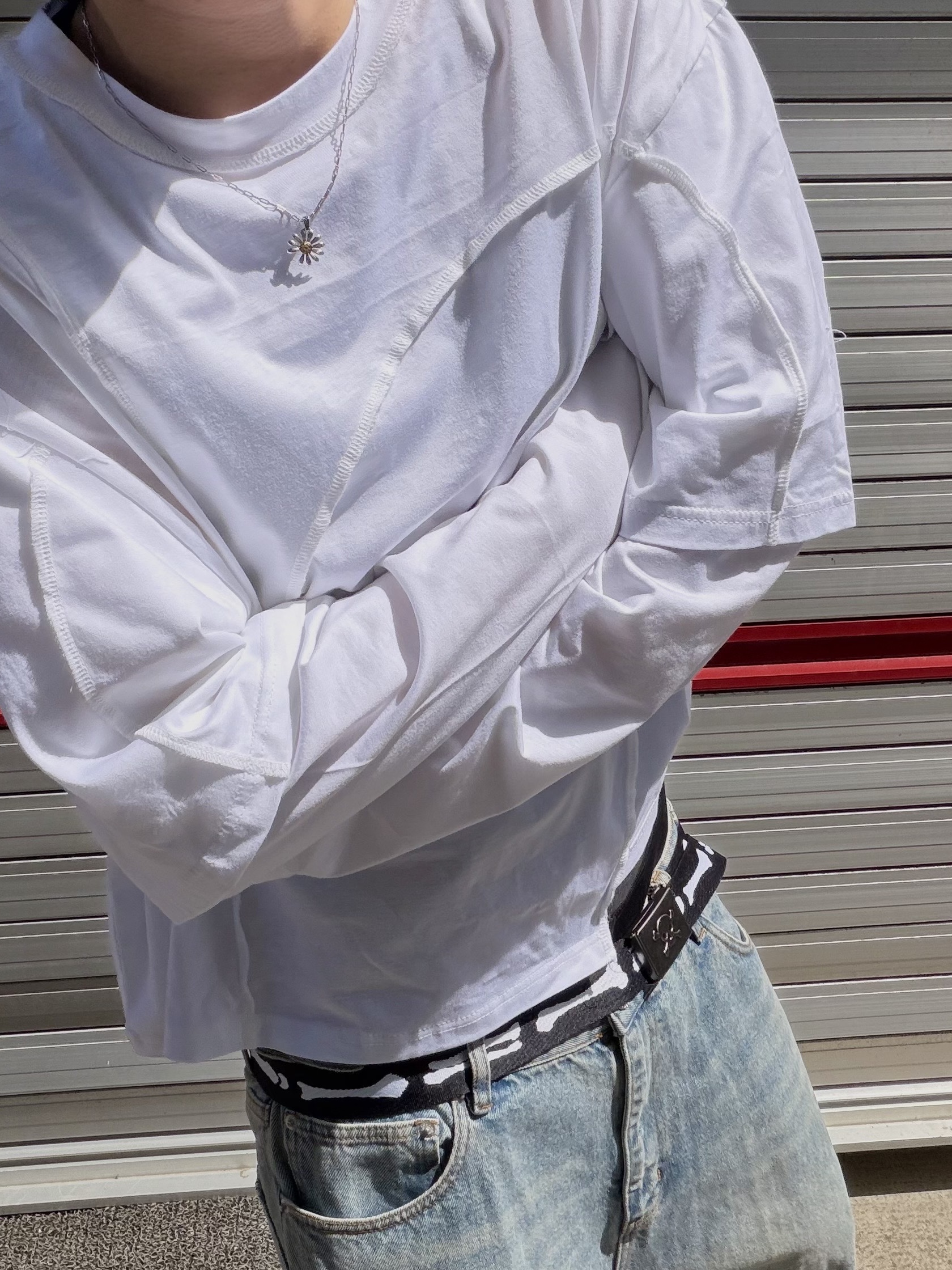 Balenciaga Toe Lace-Up Vibram Sneakers Black, NOD Wide Baggy Denim pants Light blue 착용 스타일 - 3