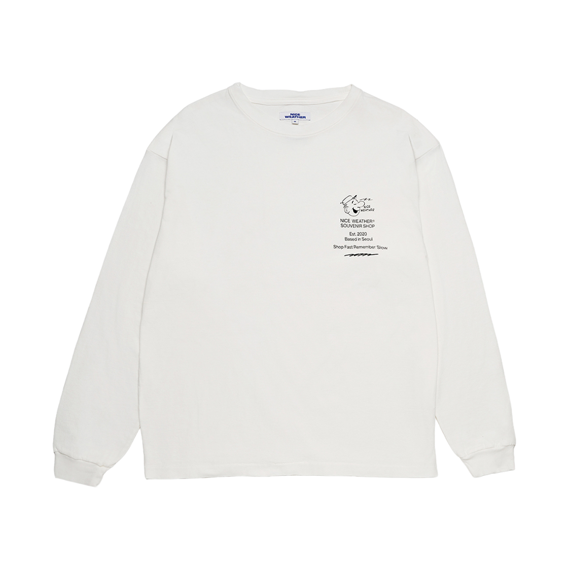 나이스웨더 어패럴 수베니어 가이 롱슬리브 티셔츠 화이트(Nice Weather Apparel Souvenir Guy L/S T-Shirts White) - 1