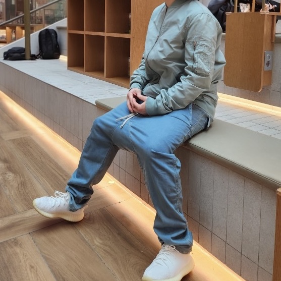 Rick Owens Wool Drawstring Slim Long Pants Black, (W) Rick Owens Bomber Jacket Celadon 착용 스타일