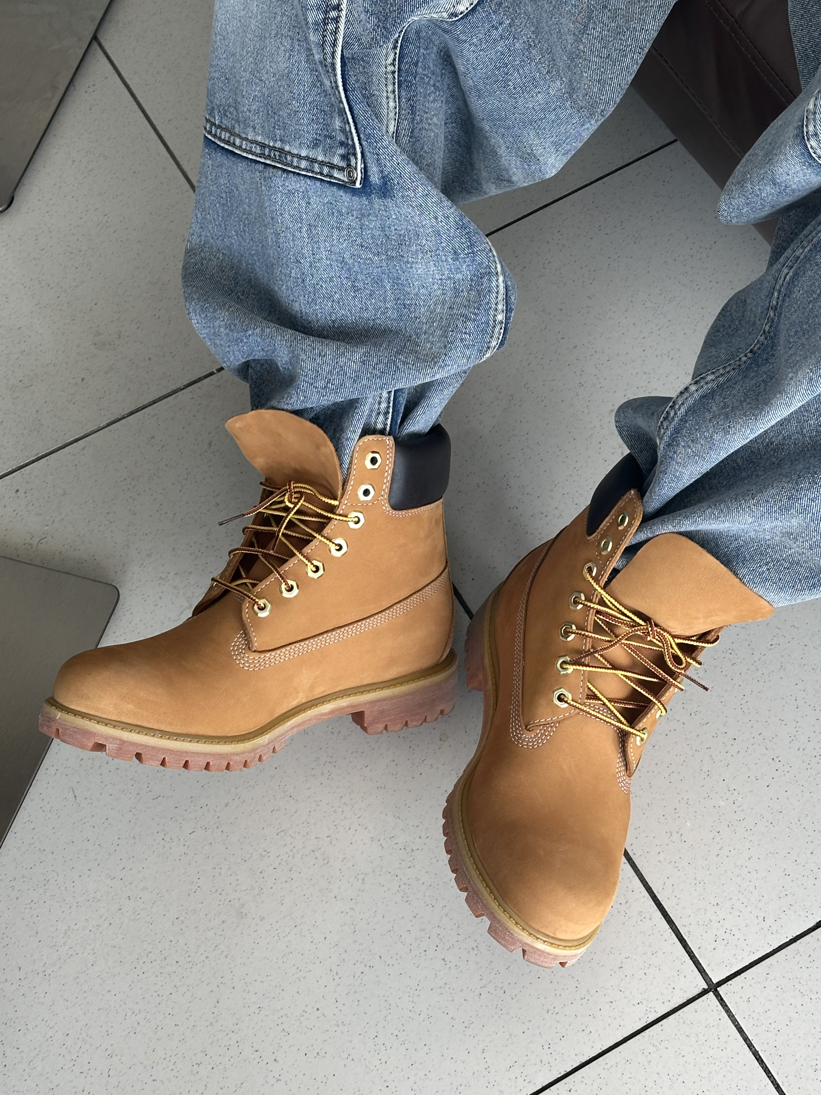 Timberland Premium 6 inch Waterproof Boot Wheat Nubuck - Wide 착용 스타일 - 3