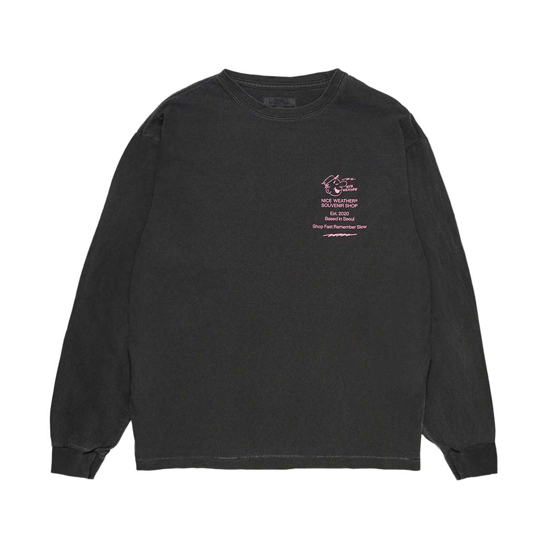 나이스웨더 어패럴 수베니어 가이 롱슬리브 티셔츠 차콜(Nice Weather Apparel Souvenir Guy L/S T-Shirts Charcoal) - 1