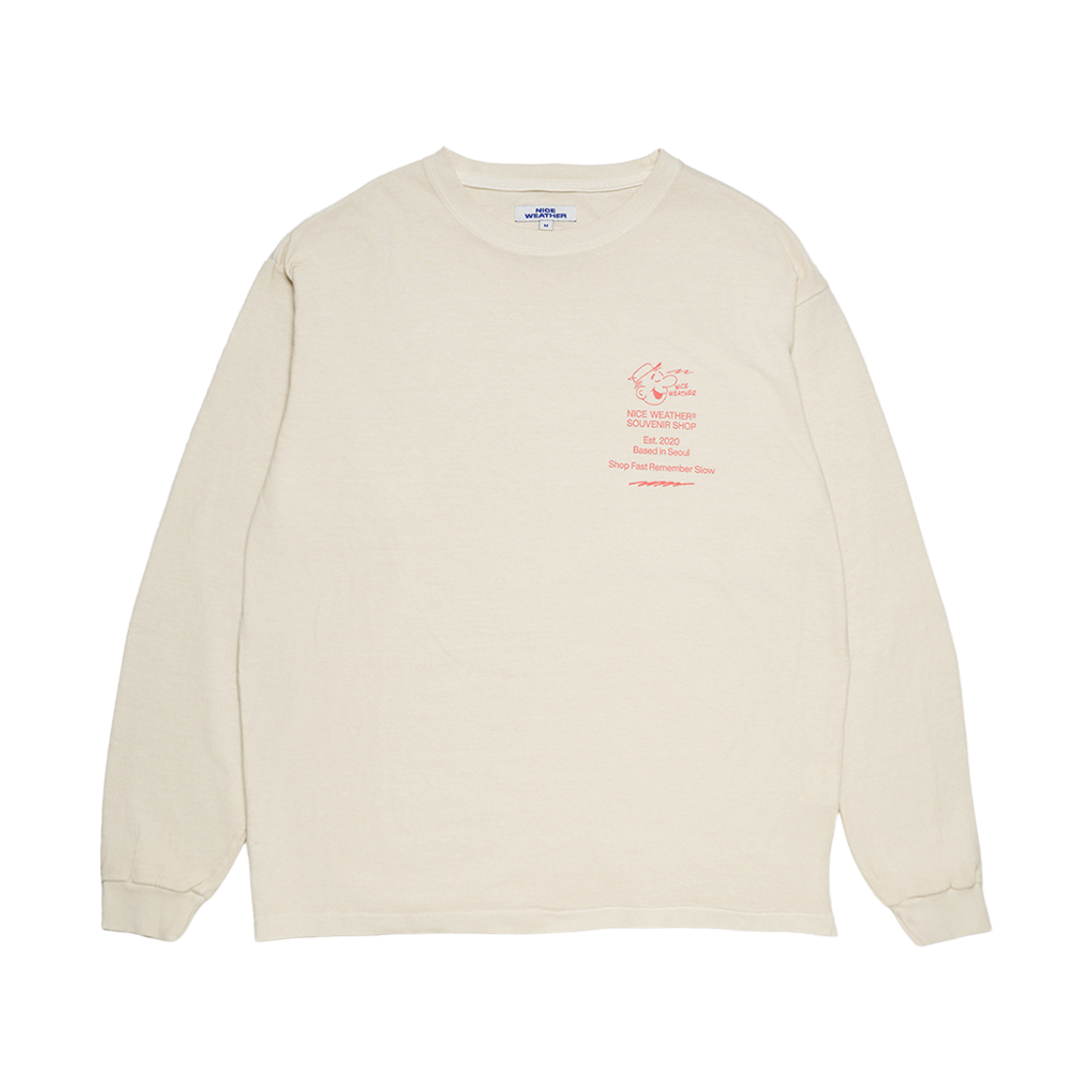 나이스웨더 어패럴 수베니어 가이 롱슬리브 티셔츠 크림(Nice Weather Apparel Souvenir Guy L/S T-Shirts Cream) - 1