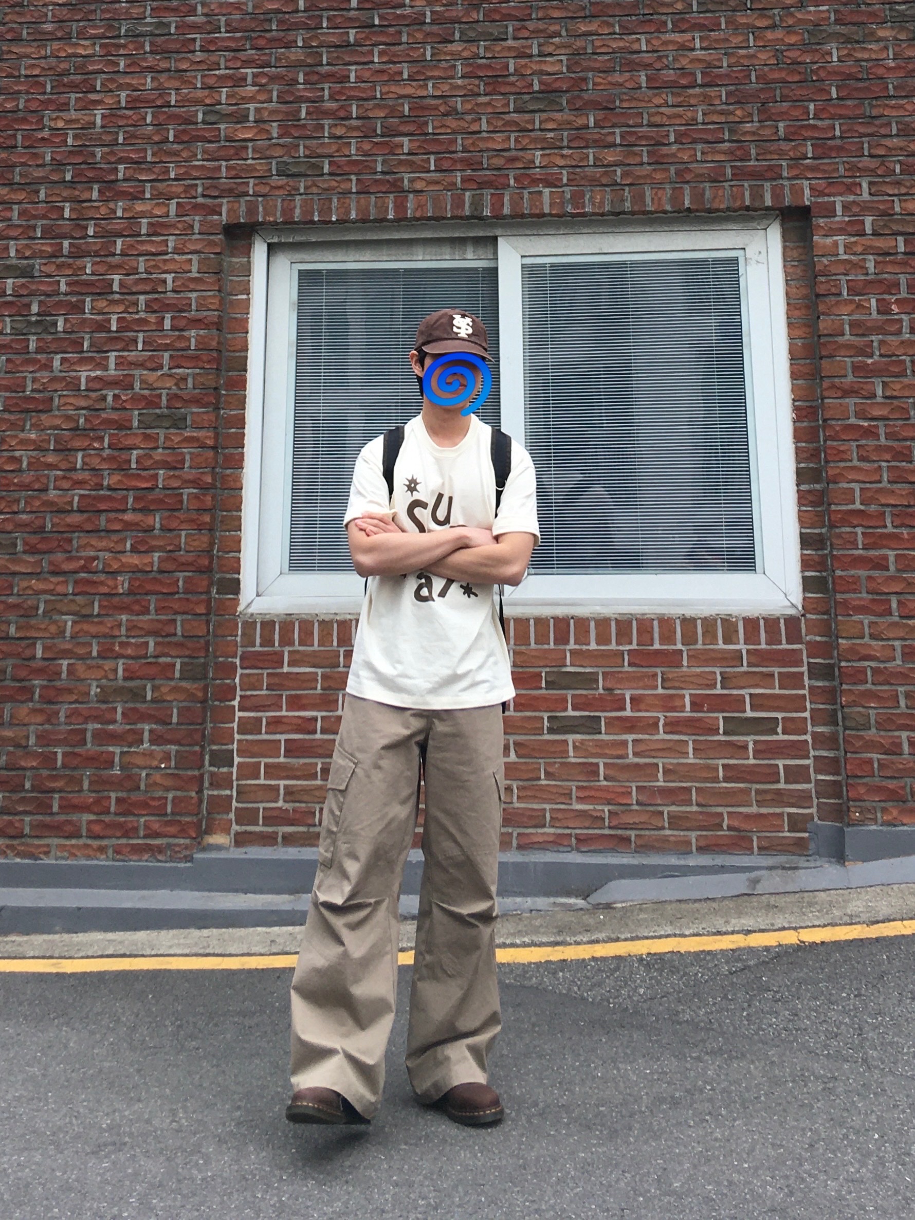 Sunday Ceremony Sy Logo 5 Panel Cotton Cap - Brown, Dr. Martens 1461 Crazy Horse Dark Brown 착용 스타일 - 4